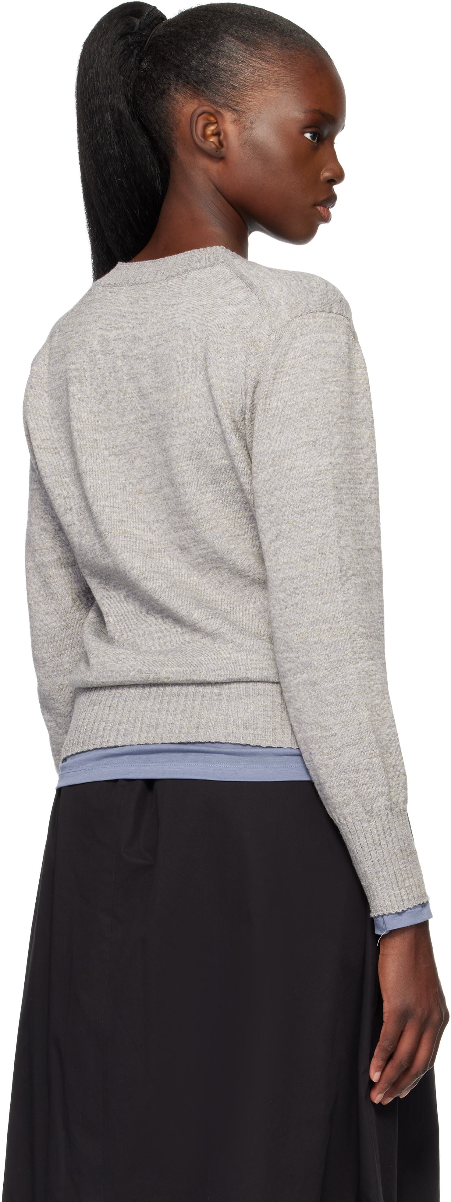 Nothing Written - Pull Marine gris à col en V