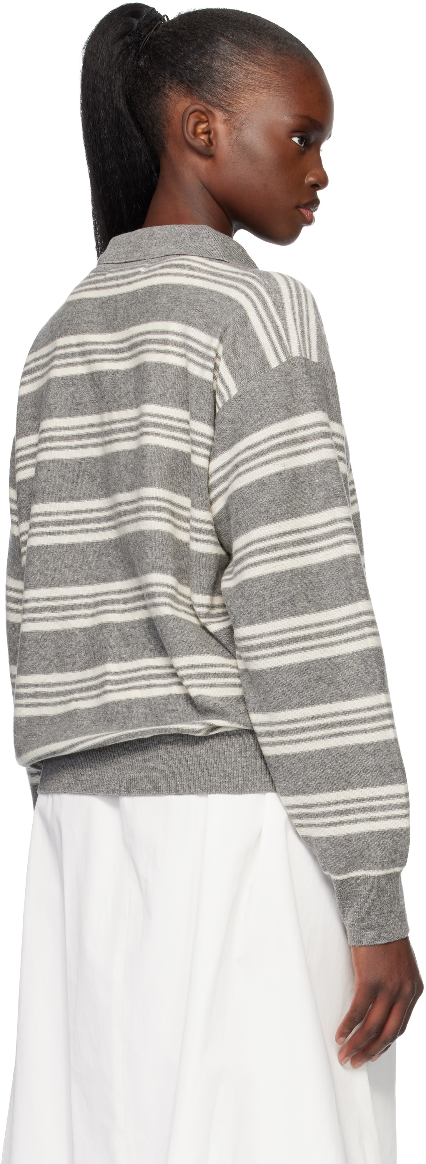 Nothing Written - Polo de style pull Kevin gris à rayures