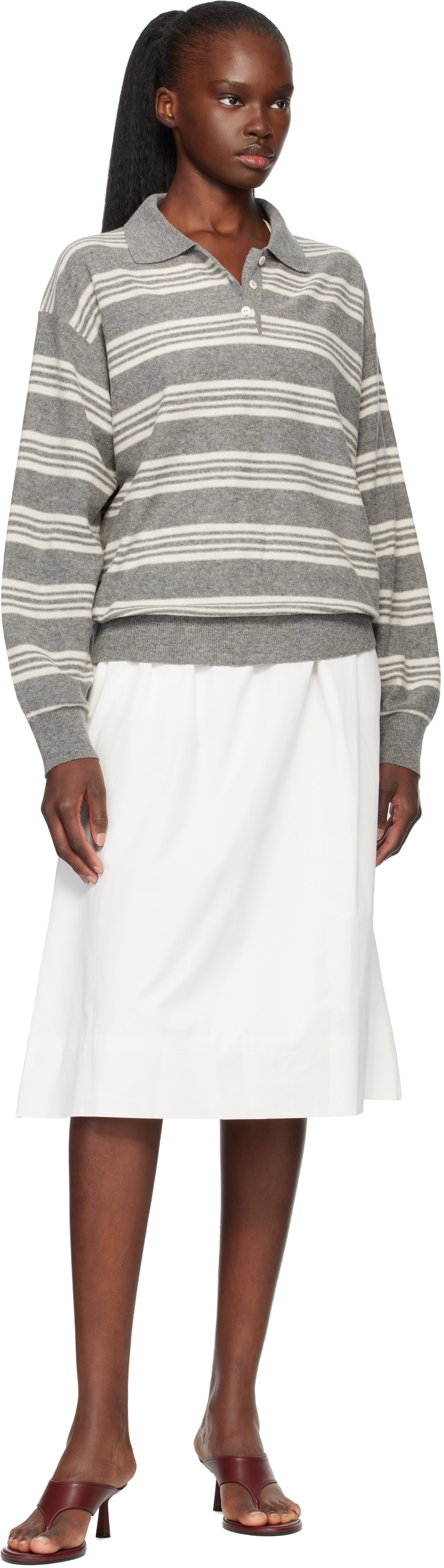 Nothing Written - Polo de style pull Kevin gris à rayures