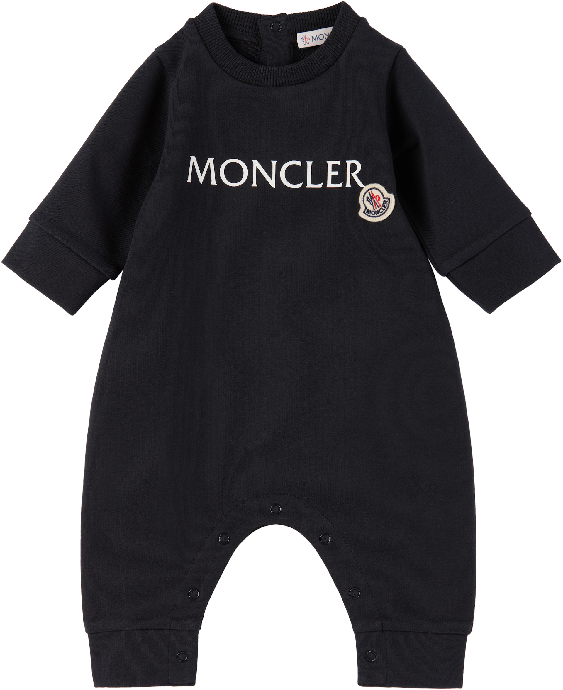 Moncler Enfant - 베이비 네이비 로고 점프수트