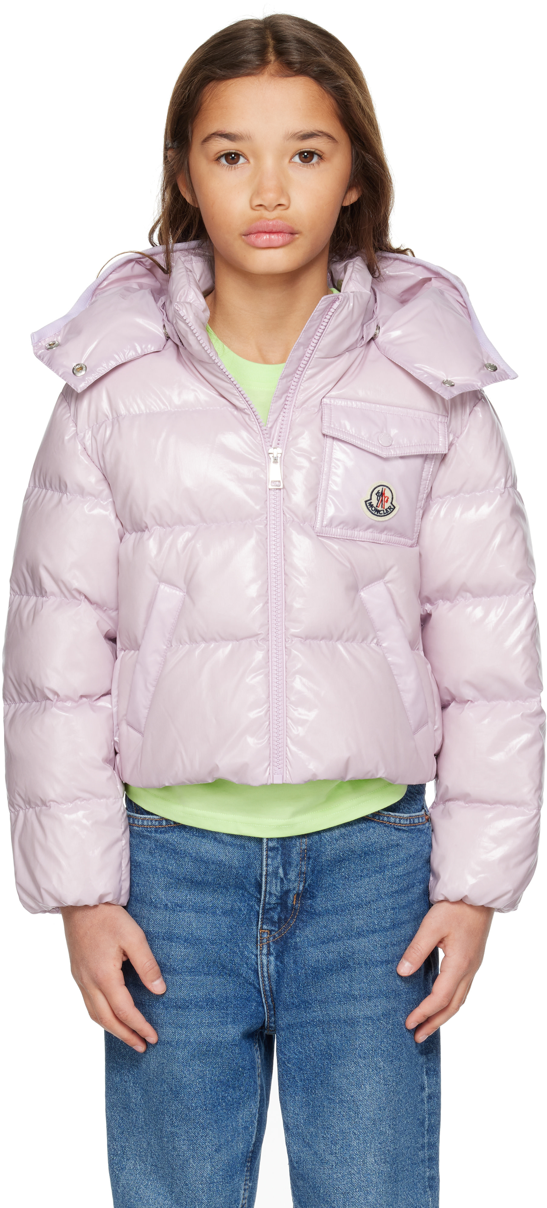 Moncler Enfant - 빅 키즈 핑크 스몰 안드로 다운 재킷