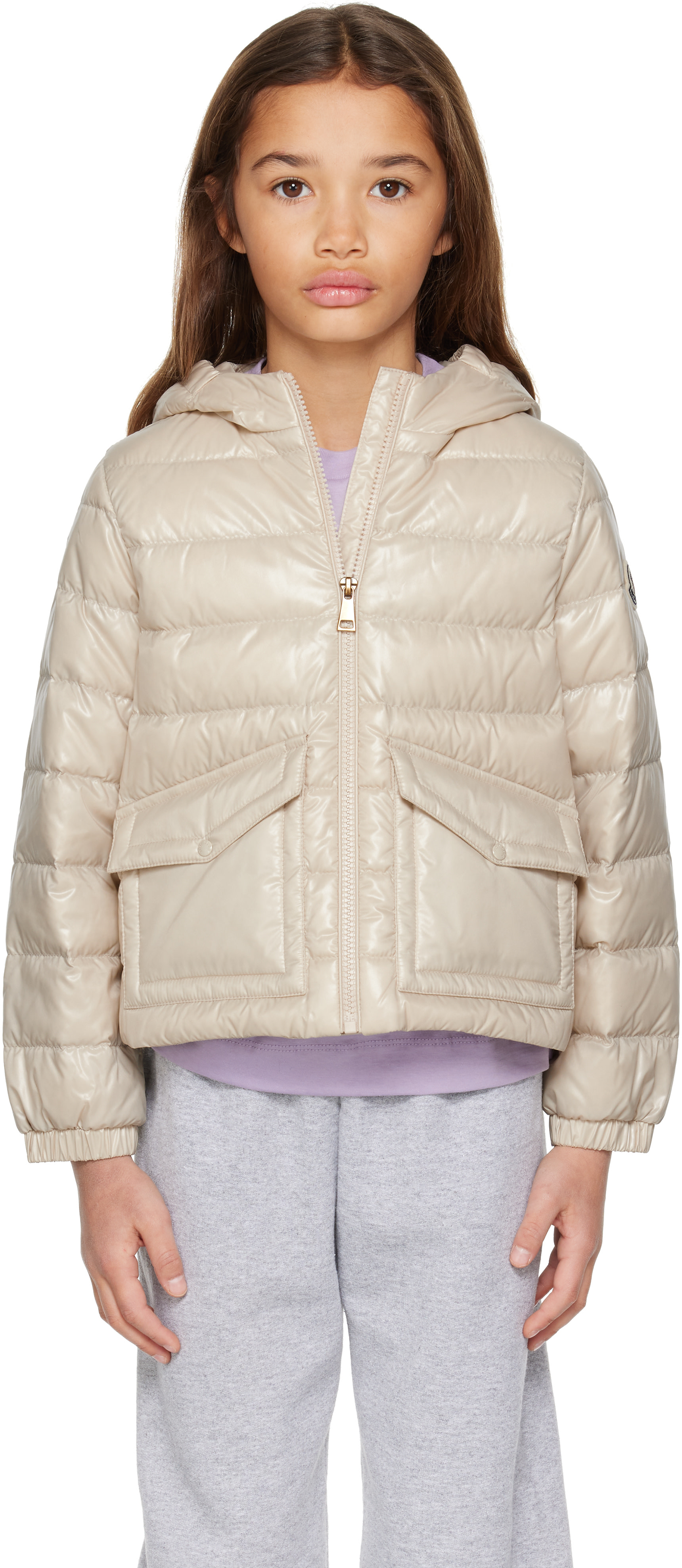 Moncler Enfant - 빅 키즈 베이지 스몰 엘라 다운 재킷