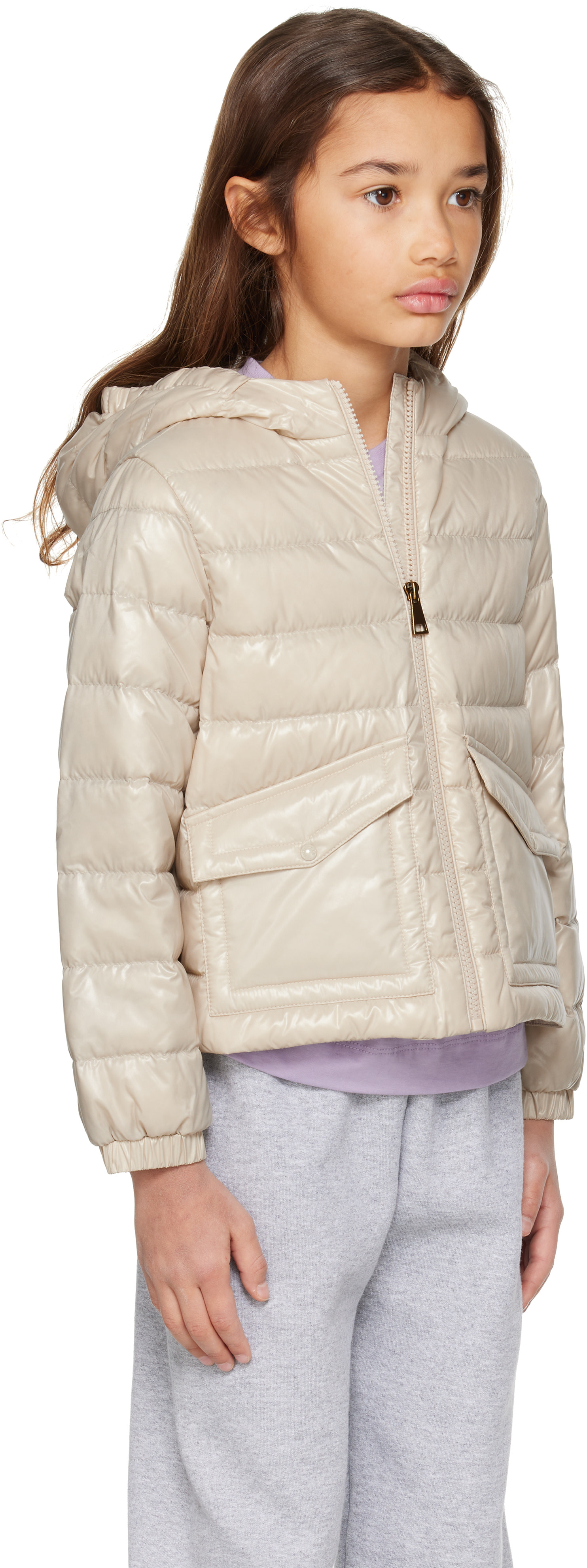 Moncler Enfant - 빅 키즈 베이지 스몰 엘라 다운 재킷