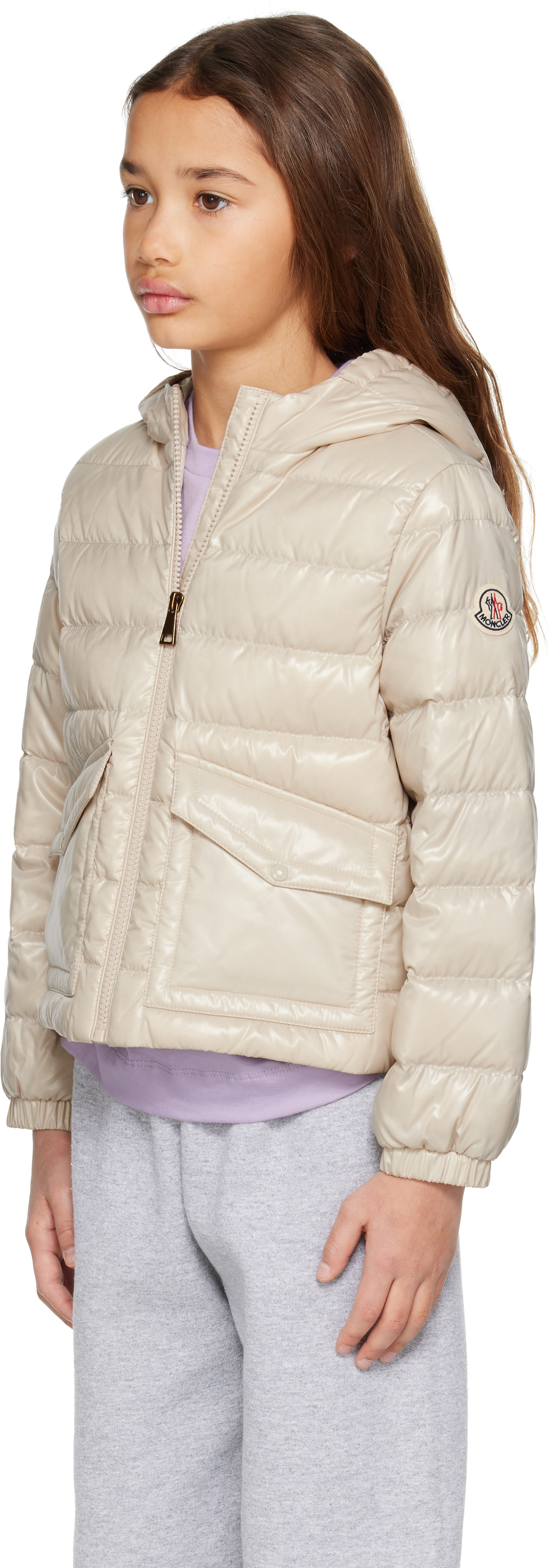 Moncler Enfant - 빅 키즈 베이지 스몰 엘라 다운 재킷