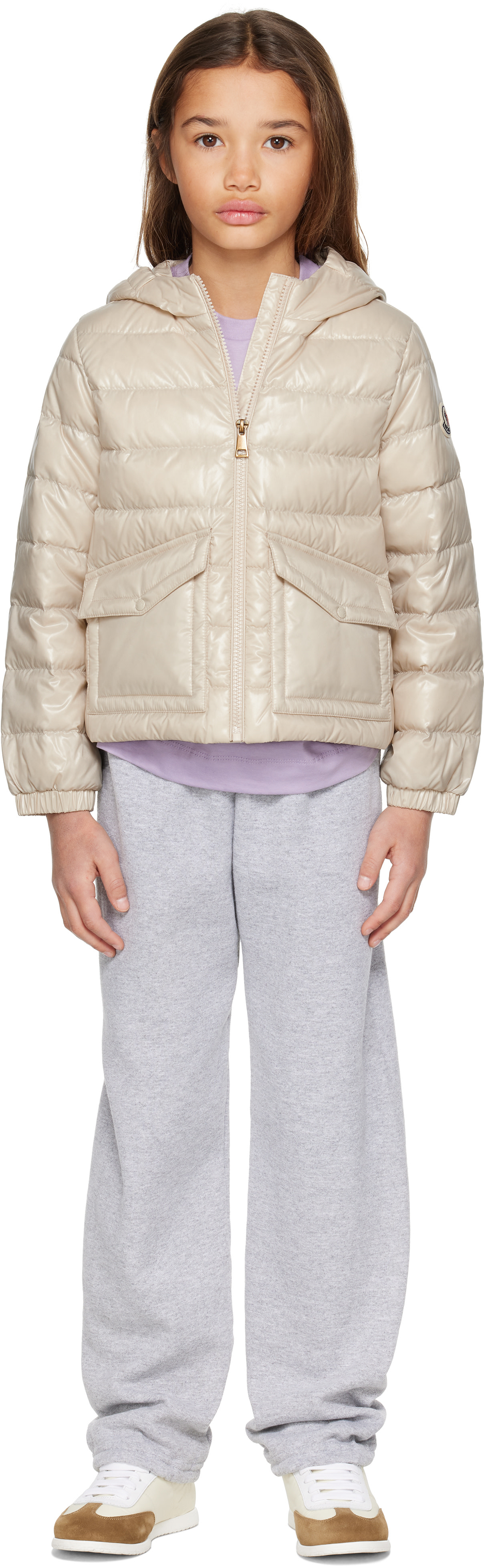 Moncler Enfant - 빅 키즈 베이지 스몰 엘라 다운 재킷