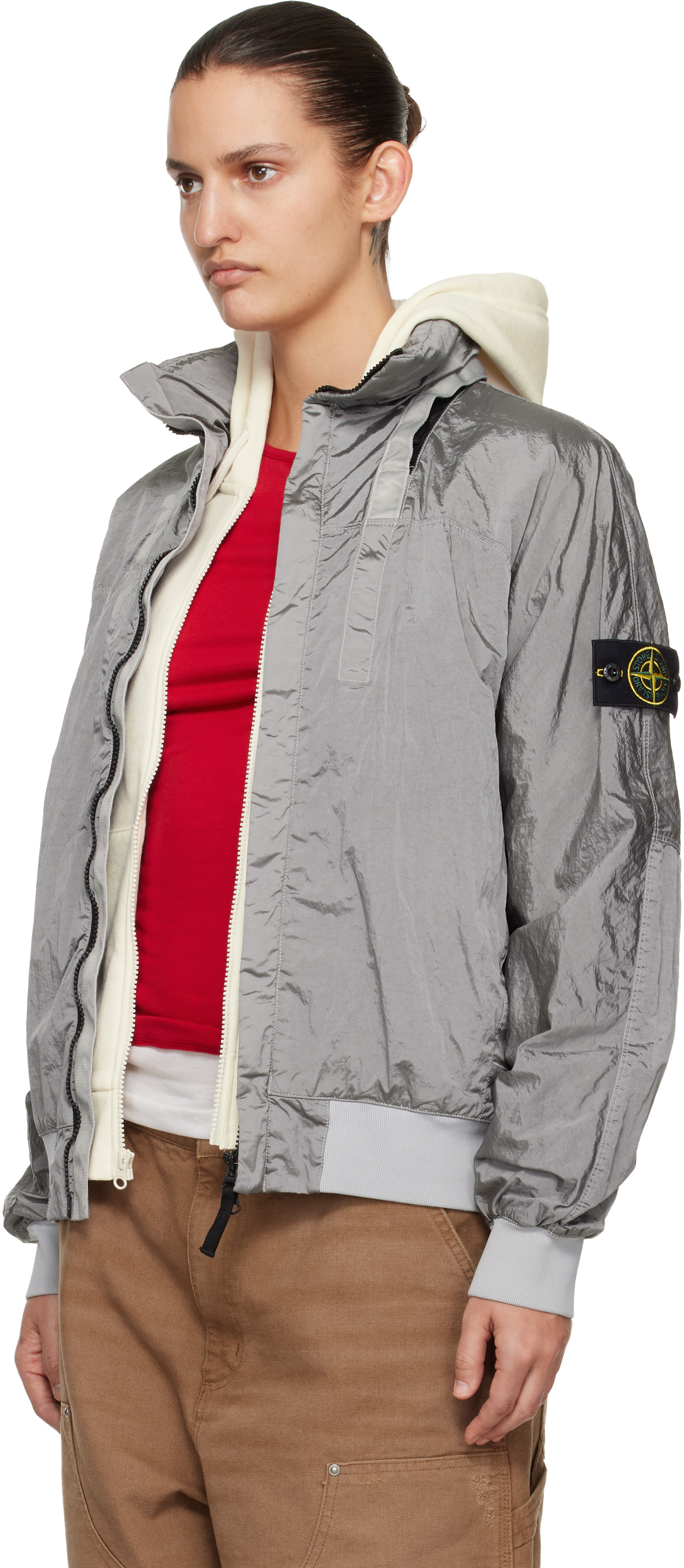 Stone Island: Gray 4100064 Nylon Metal ECONYL Watro-TC Bomber 