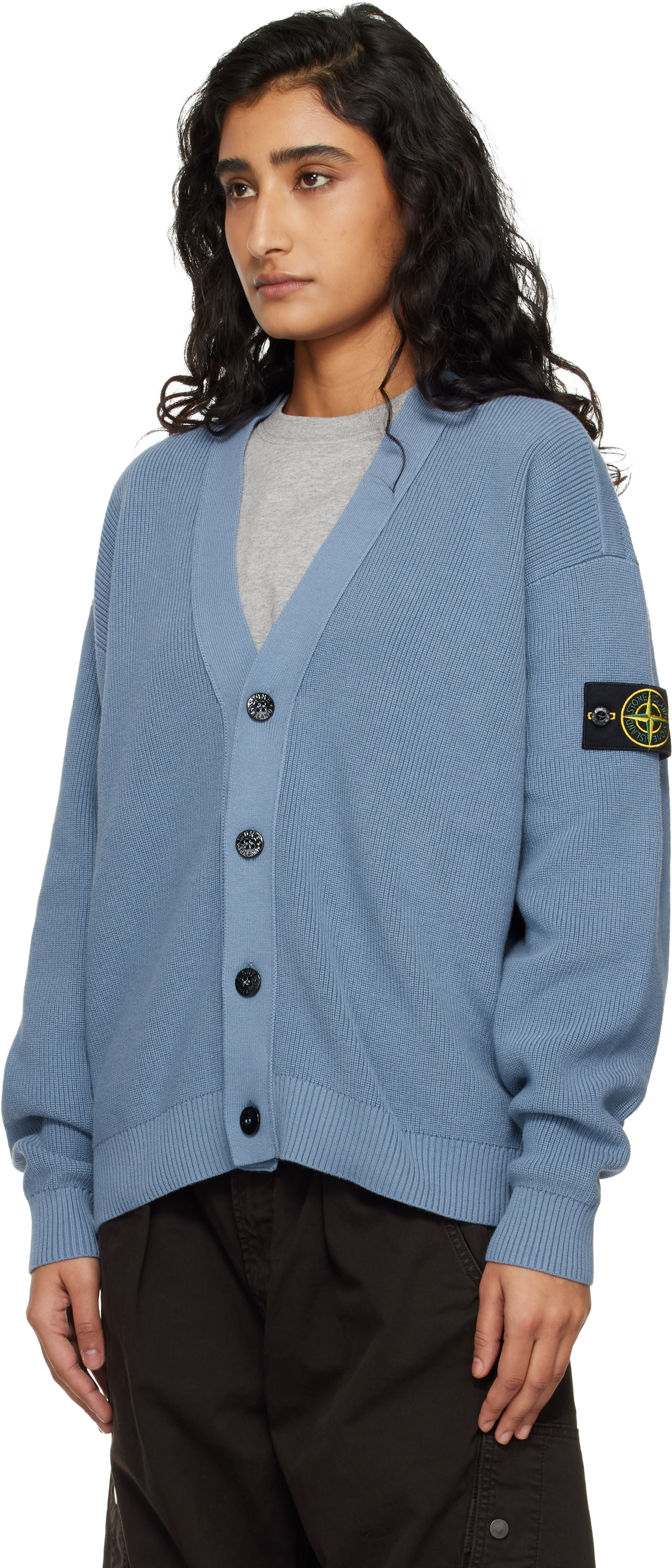 Stone Island: ブルー 5100009 Ribbed Soft Organic Cotton