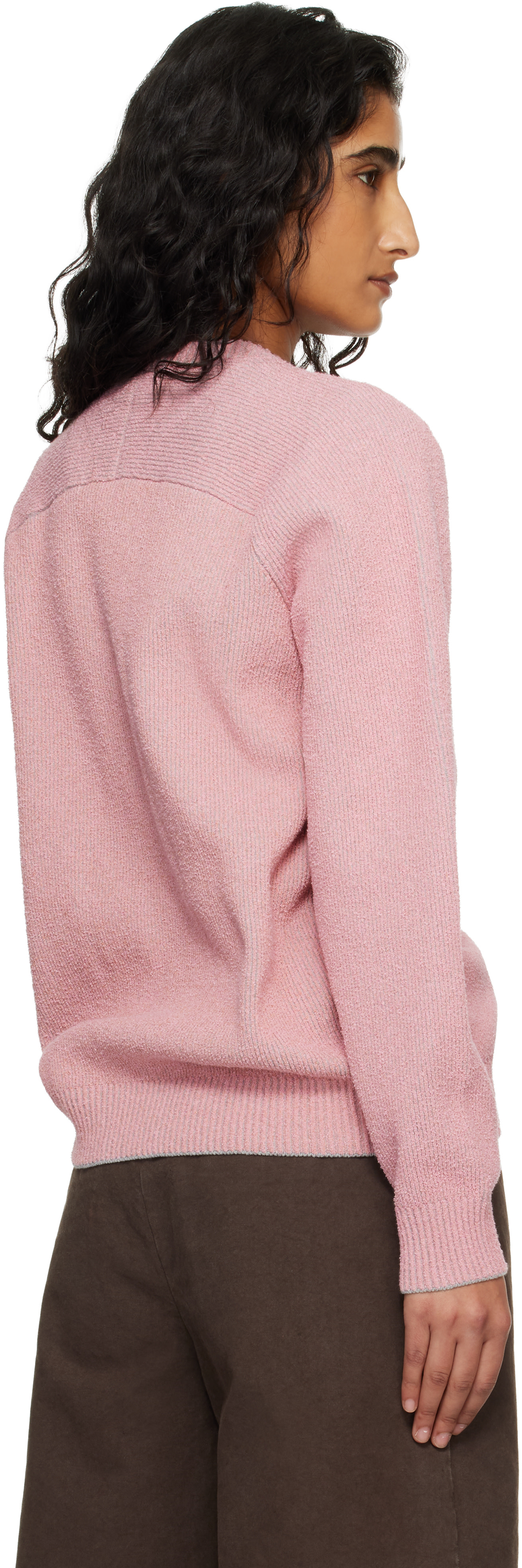 Stone Island: ピンク 5100033 Plated リブコットン ブークレ セーター