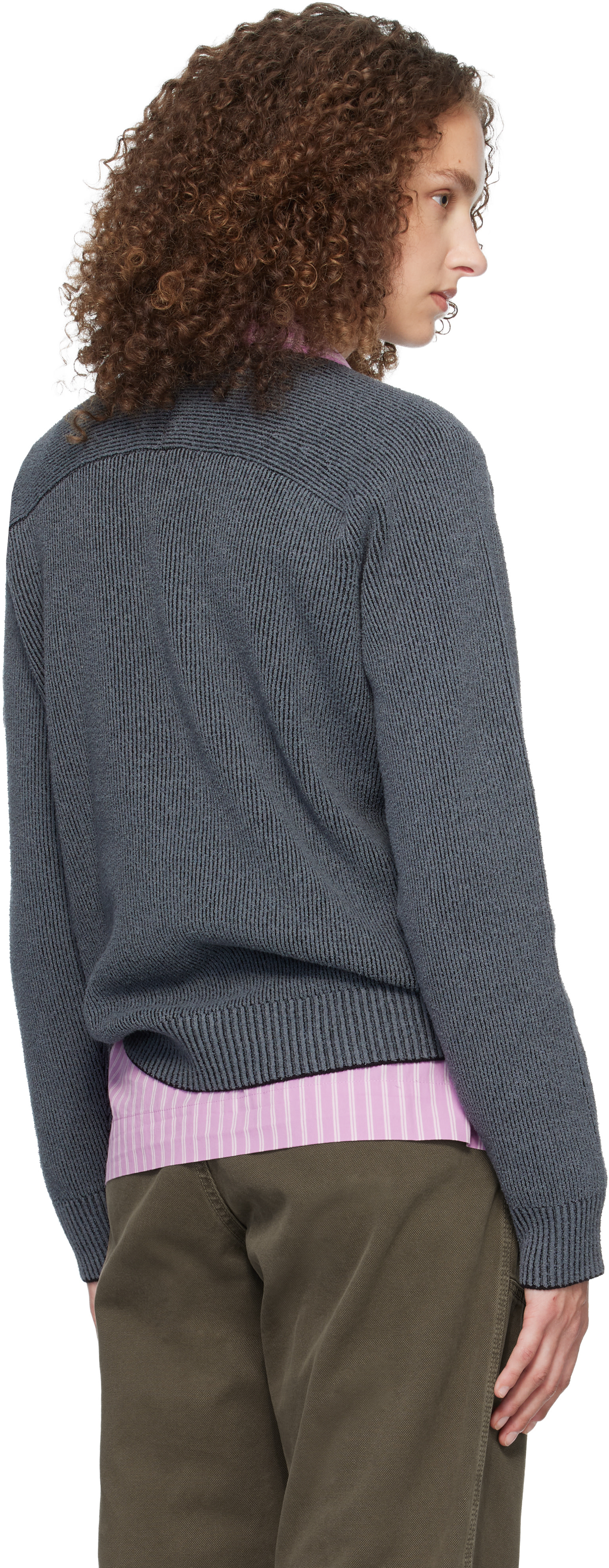 Stone Island: グレー 5100033 Plated Rib Cotton Bouclé セーター