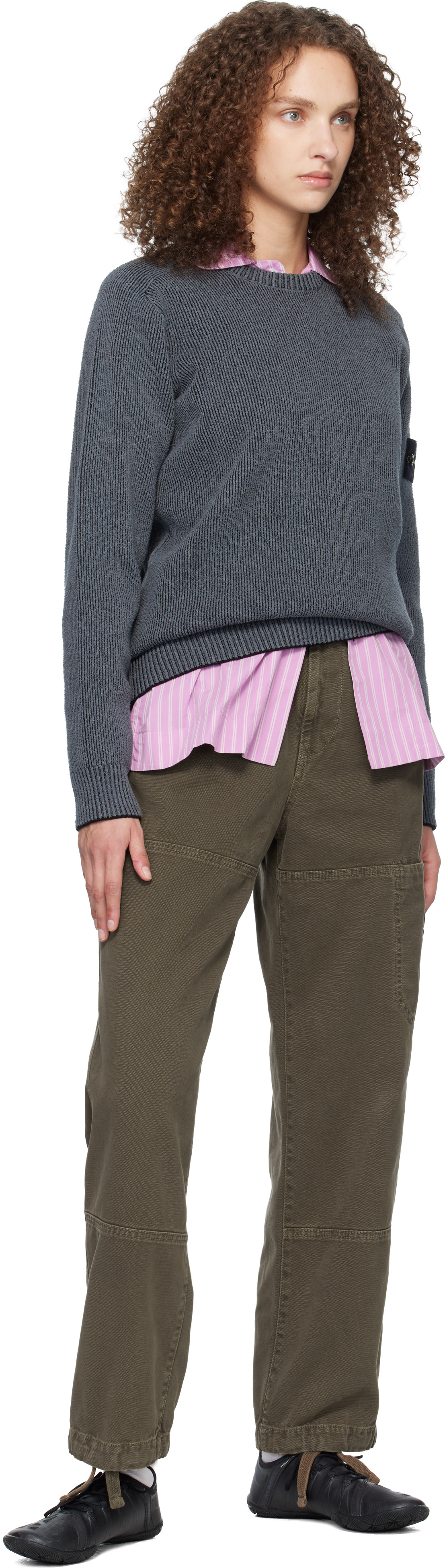 Stone Island: グレー 5100033 Plated Rib Cotton Bouclé セーター