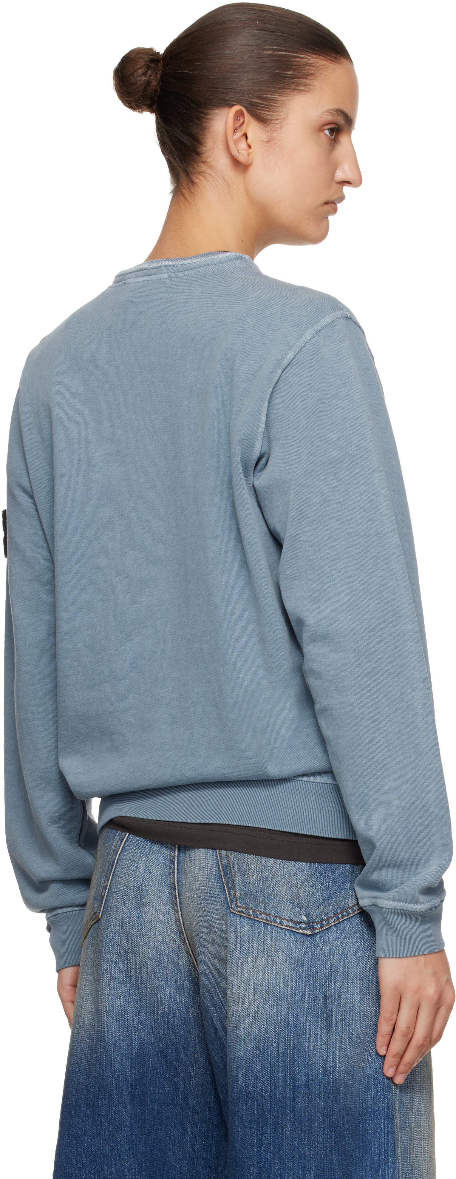Stone Island: Blue 6100034 Malfilé Fleece 'Old' Effect Sweatshirt