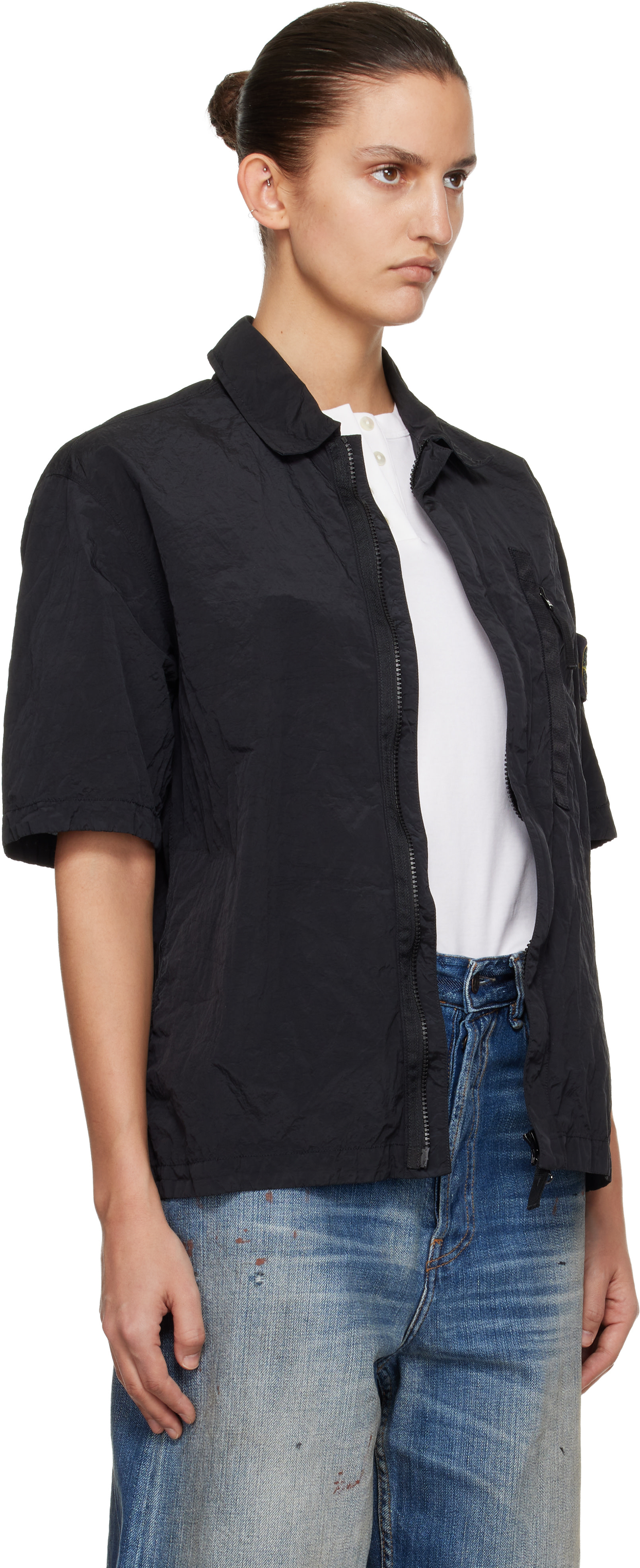 Stone Island: Black 1200028 Nylon Metal ECONYL Shirt | SSENSE