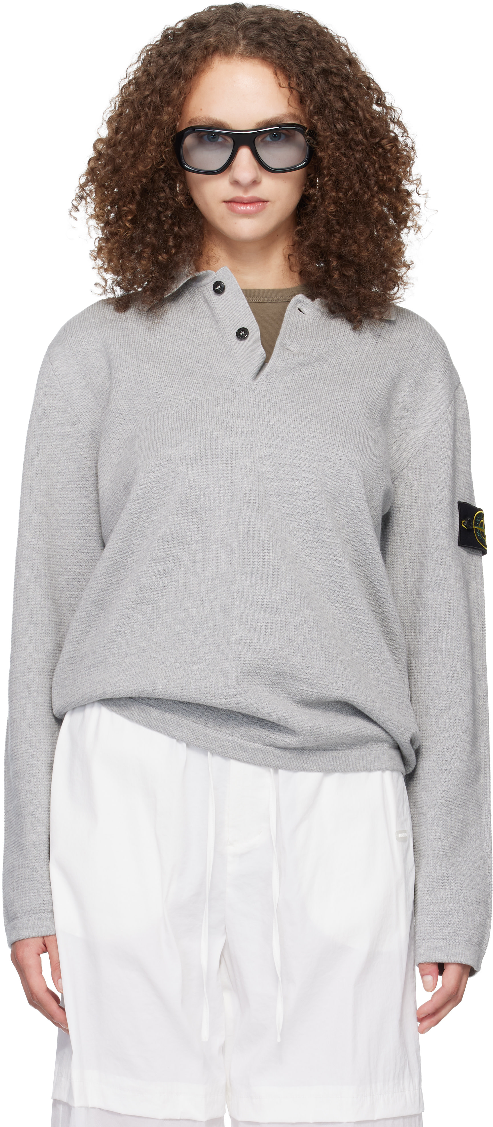 STONE ISLAND グレー ニットセーター ポロネック
