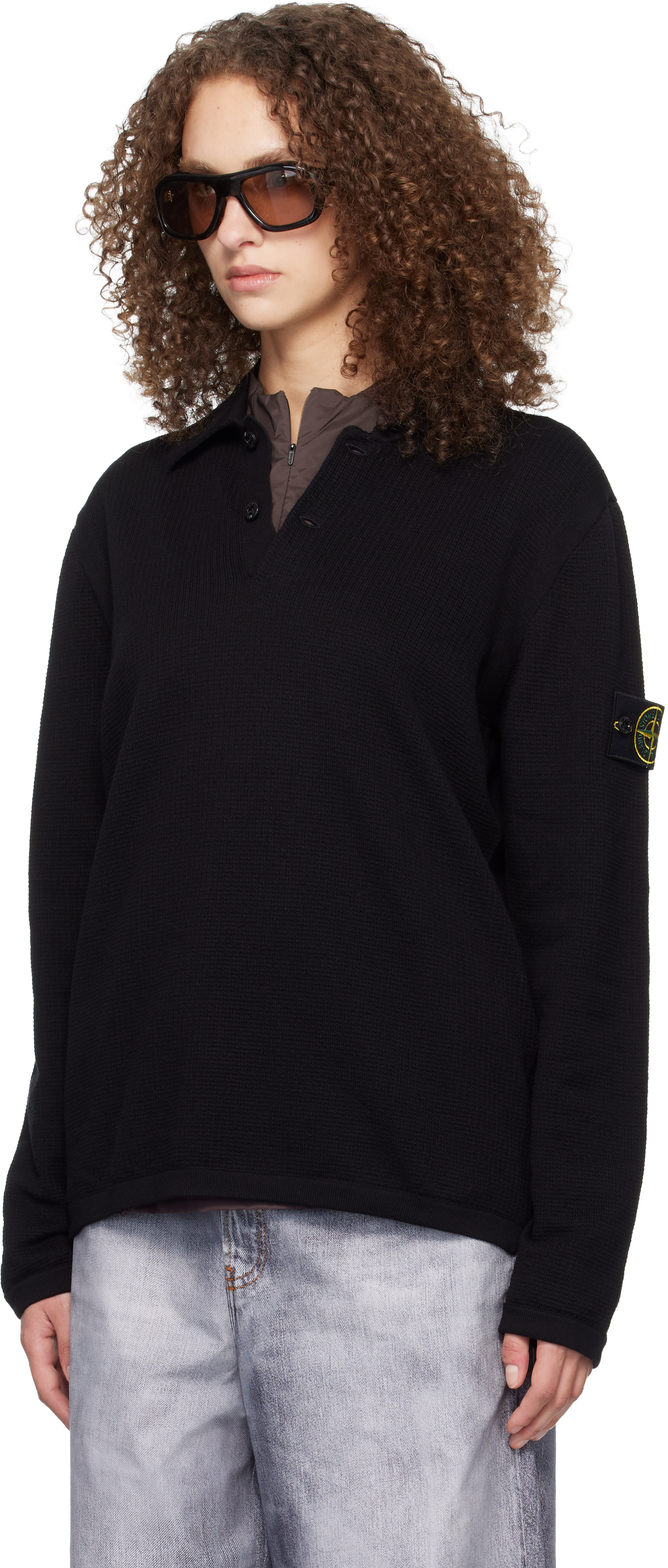 Stone Island: ブラック 5100024 Micro Stitch Soft Organic Cotton