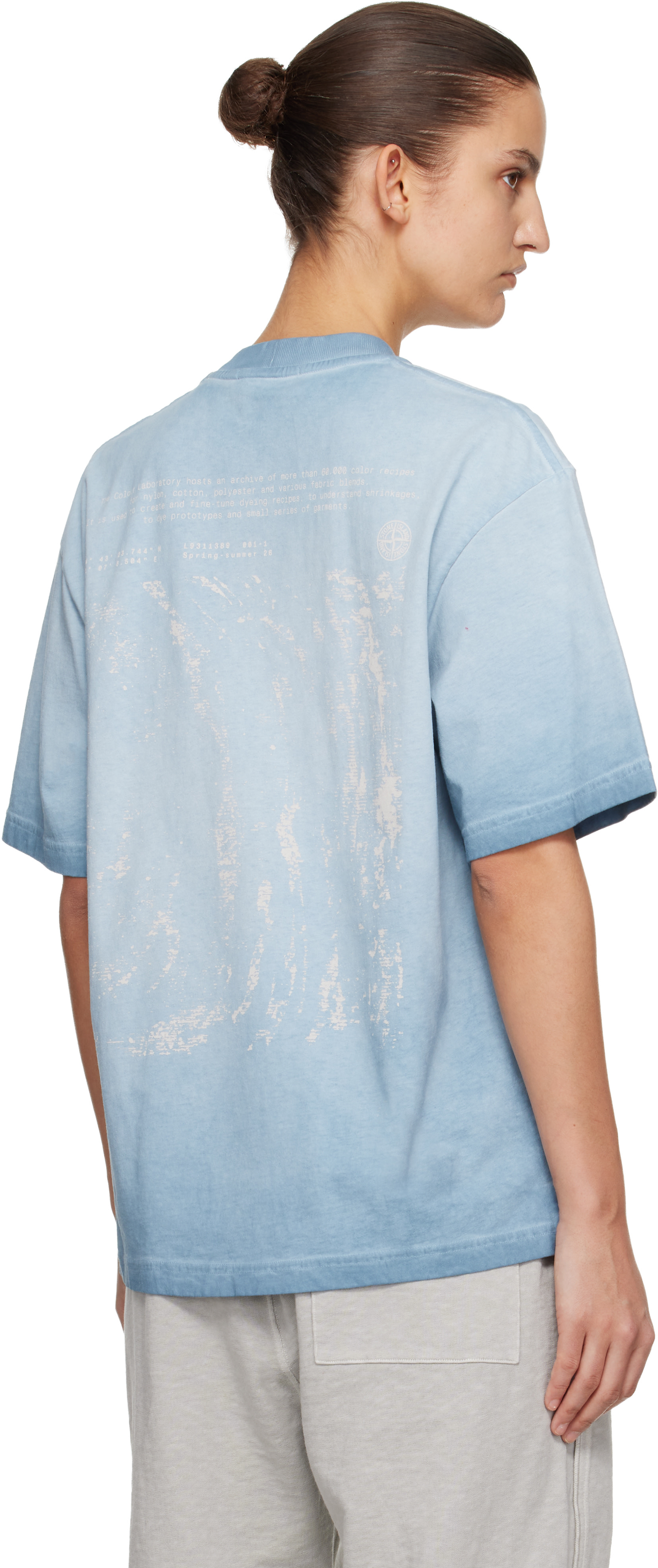 Stone Island: Blue 2100002 Combed Organic Cotton Jersey 'Erosion