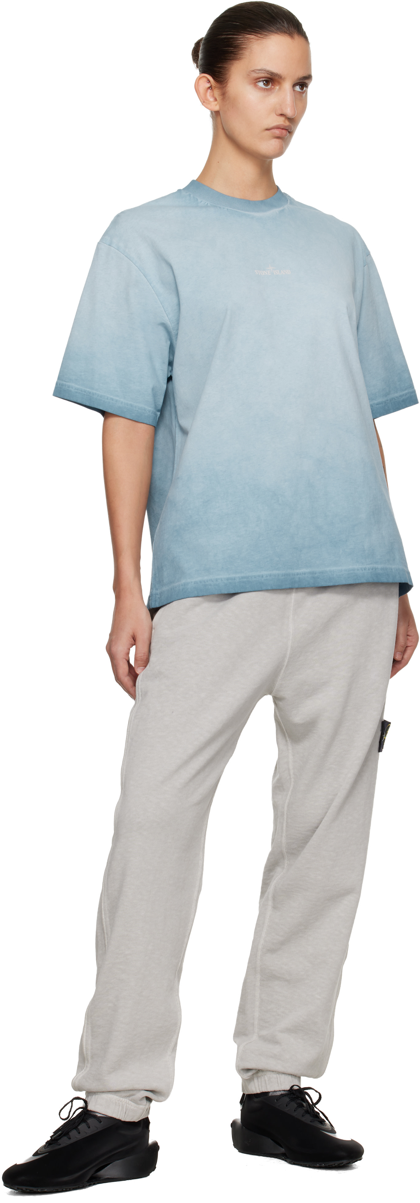 Stone Island: ブルー 2100002 Combed Organic Cotton Jersey 