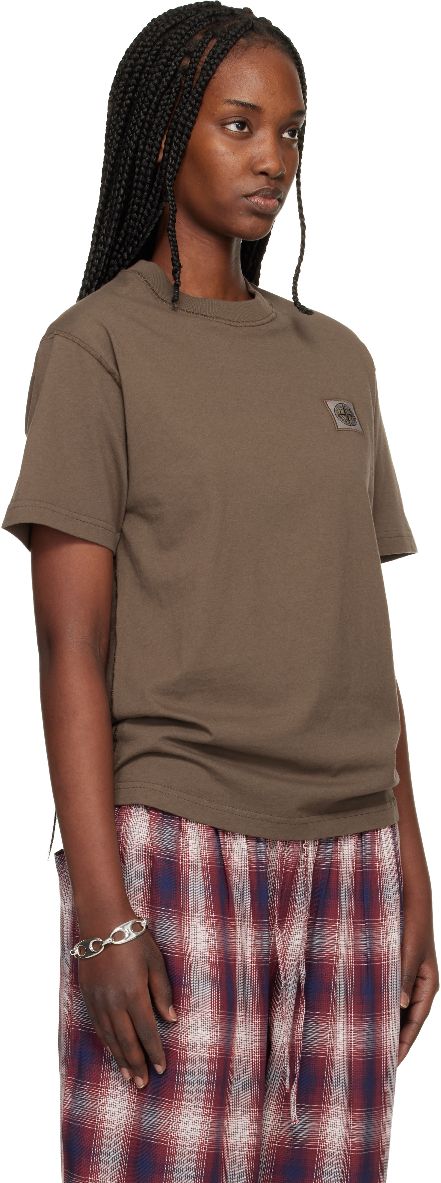 Stone Island: ブラウン 2100026 Organic Cotton Jersey Fissato 