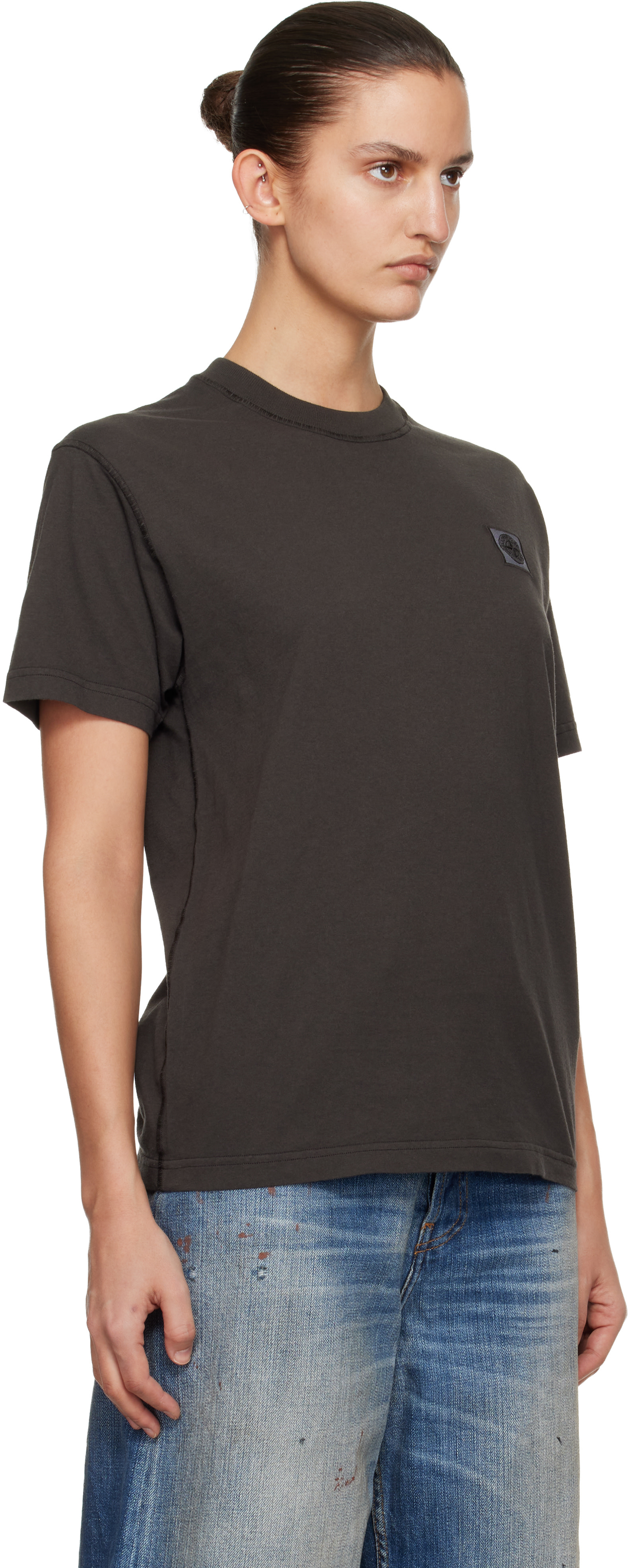 Stone Island: Gray 2100026 Organic Cotton Jersey 'Fissato' Effect