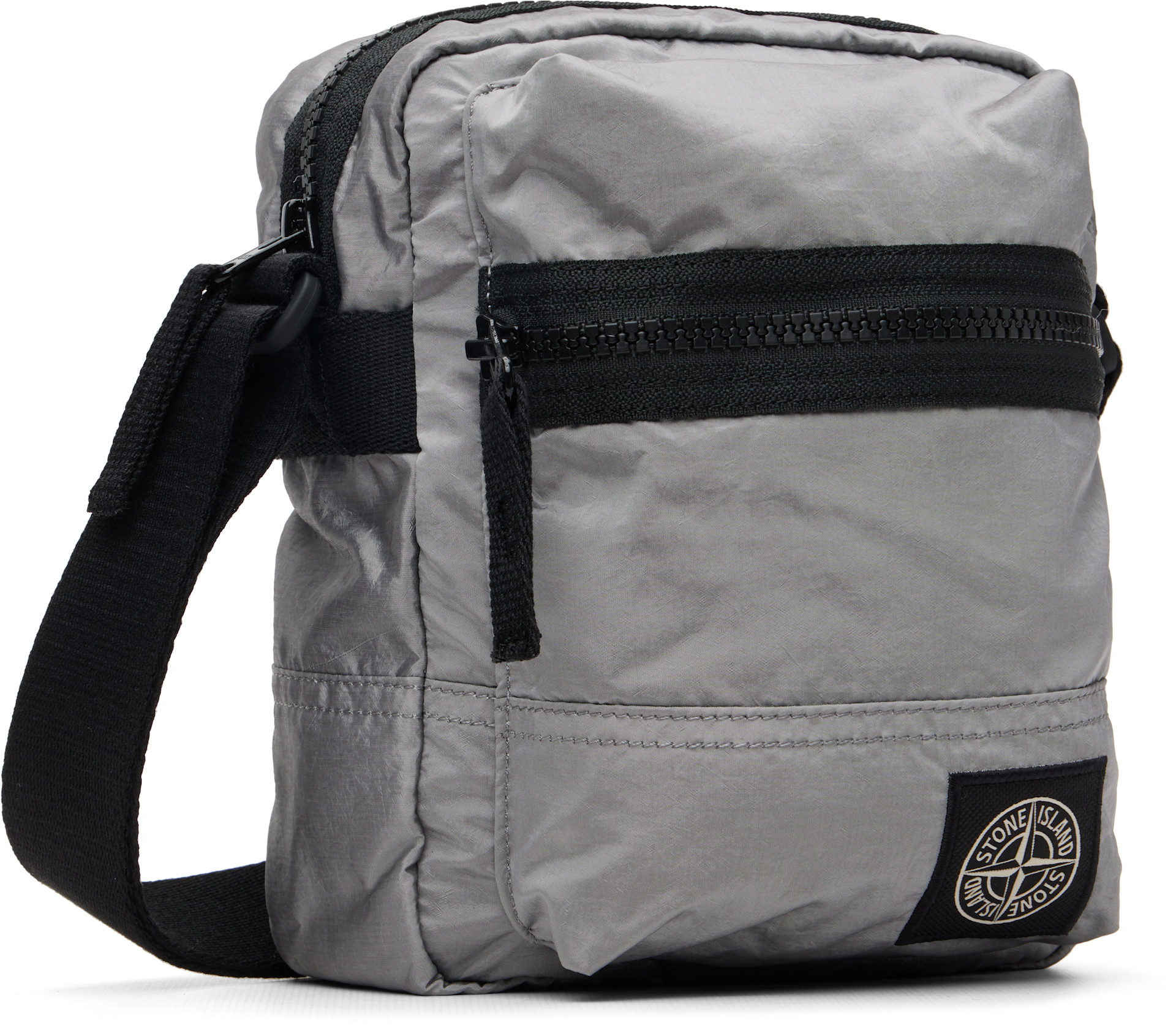 Stone Island: シルバー 9200015 Coated Nylon Metal ECONYL バッグ