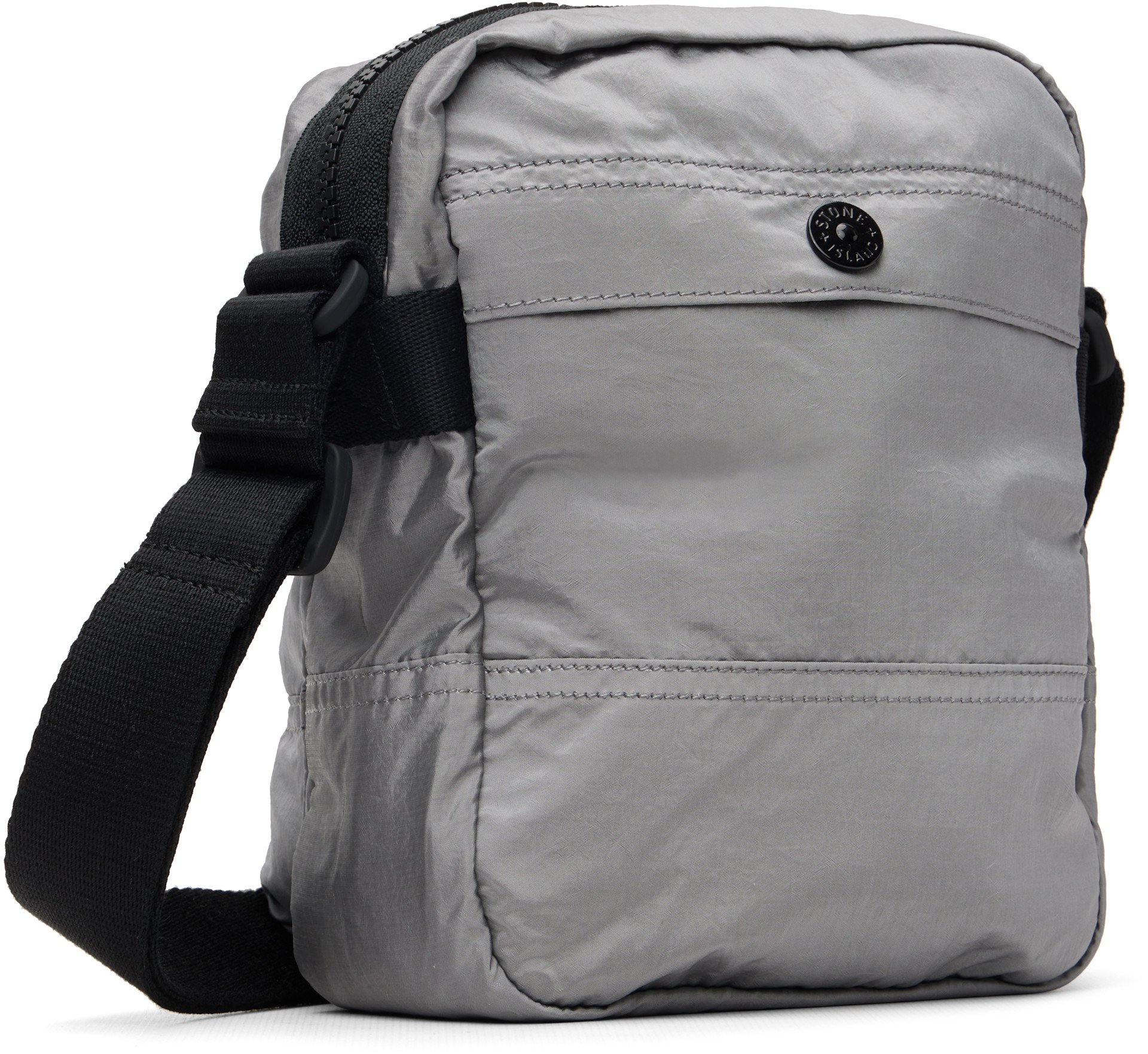 Stone Island: シルバー 9200015 Coated Nylon Metal ECONYL バッグ