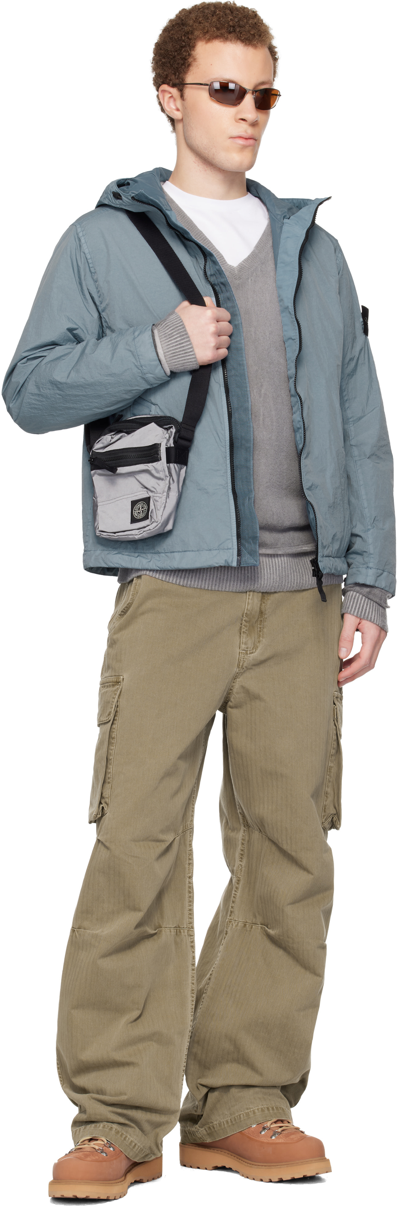 Stone Island: Silver 9200015 Coated Nylon Metal ECONYL Bag | SSENSE