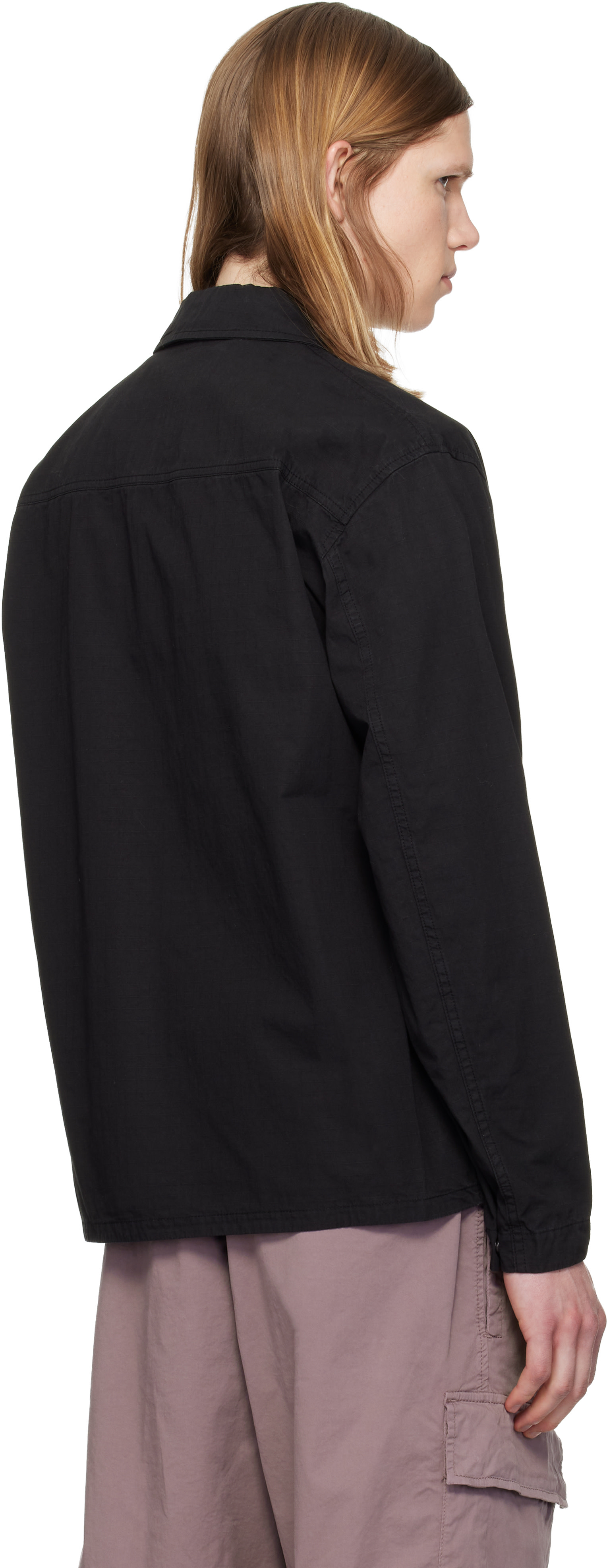 Stone Island: Black 1200005 Mercerized Organic Cotton Ripstop