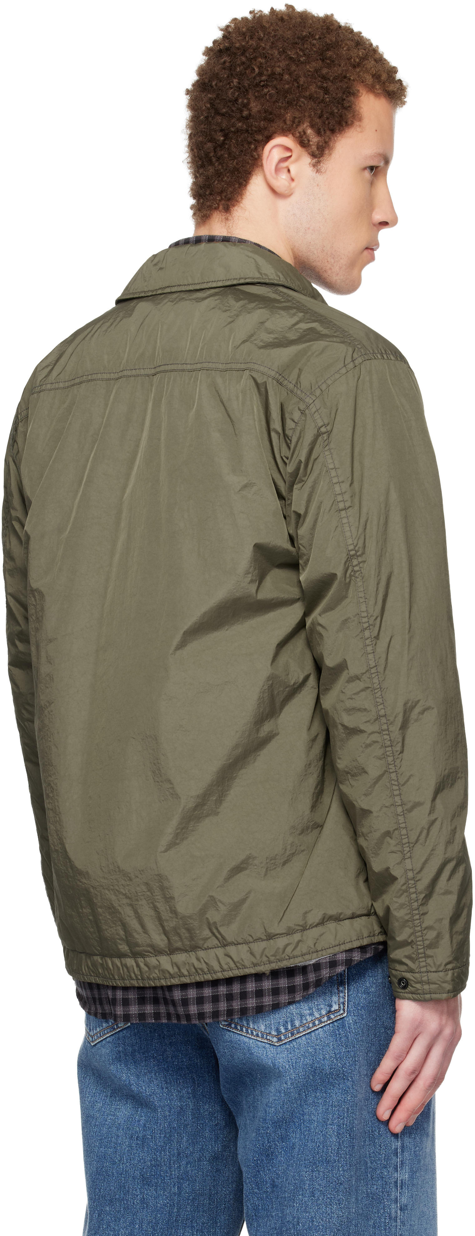 Stone Island: Khaki 1200002 Crinkle Reps NY Overshirt | SSENSE
