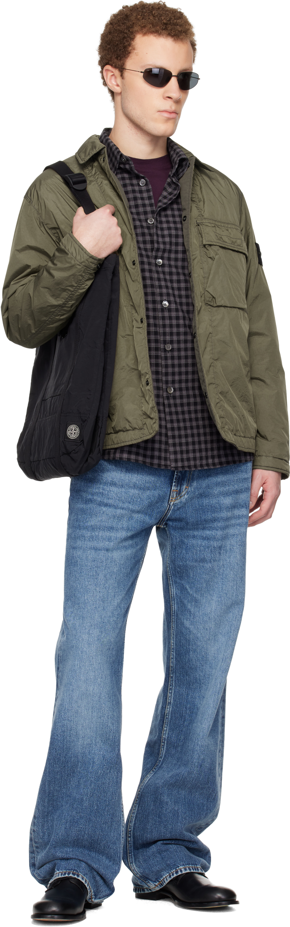 Stone Island: Khaki 1200002 Crinkle Reps NY Overshirt | SSENSE