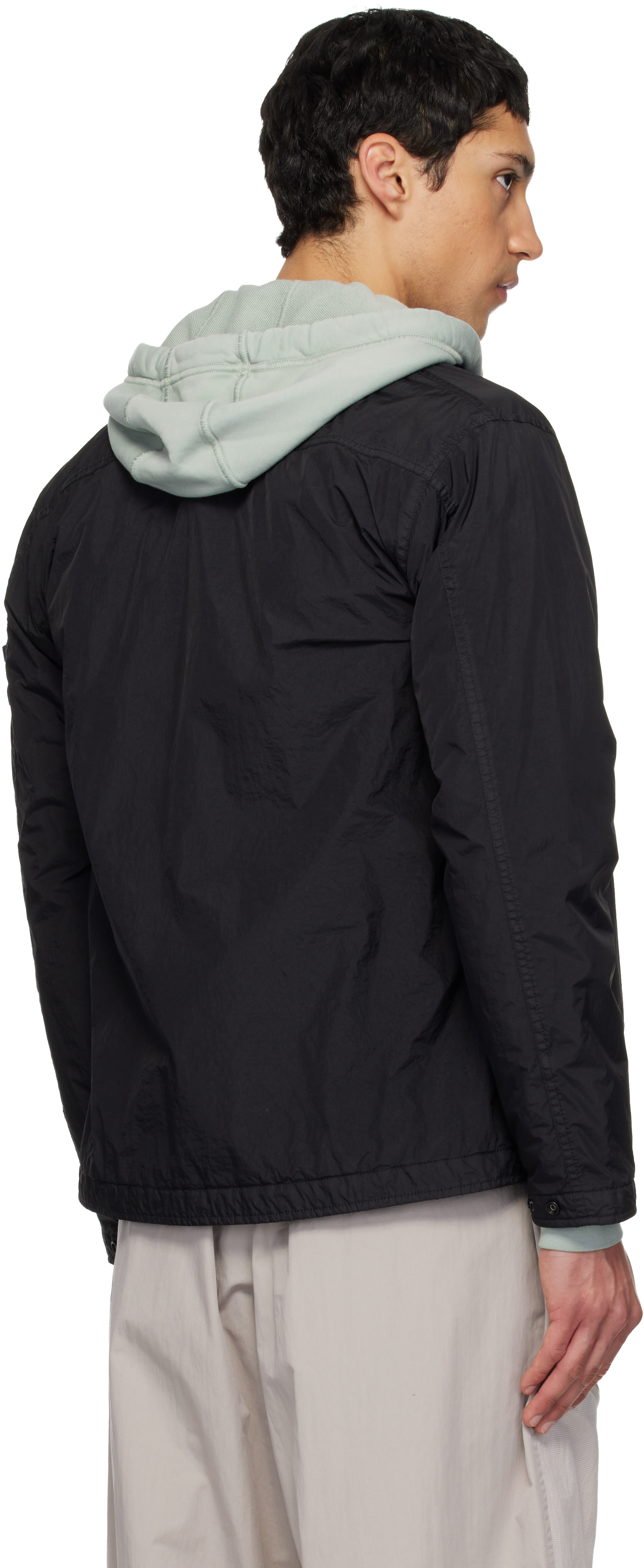 Stone Island: Black 1200002 Garment Dyed Crinkled Reps Shirt