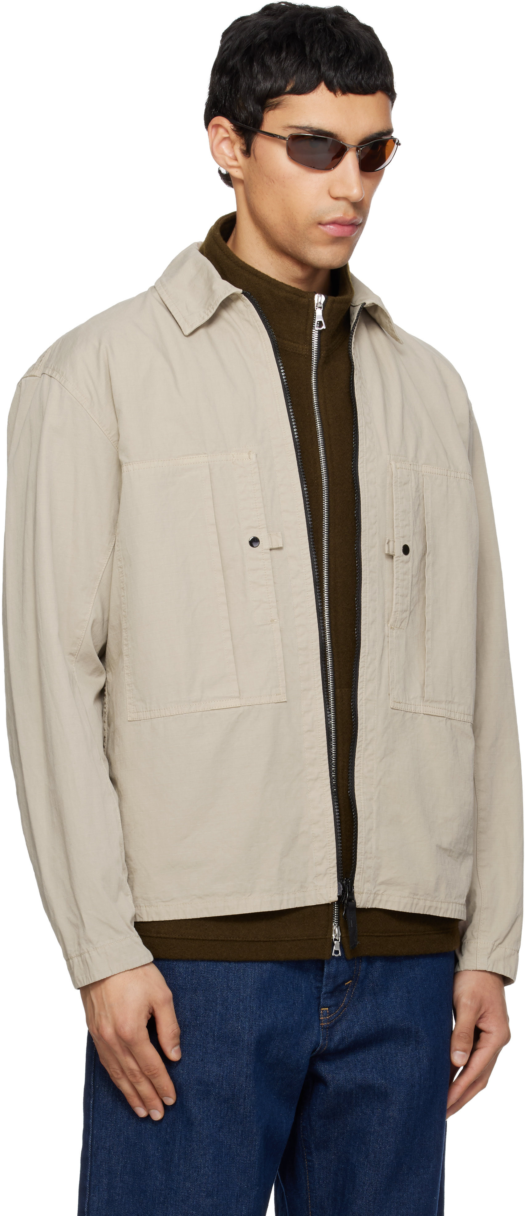 STONE  ベージュジャケット Stone Island: ベージュ 1200005 Mercerized Organic Cotton Ripstop