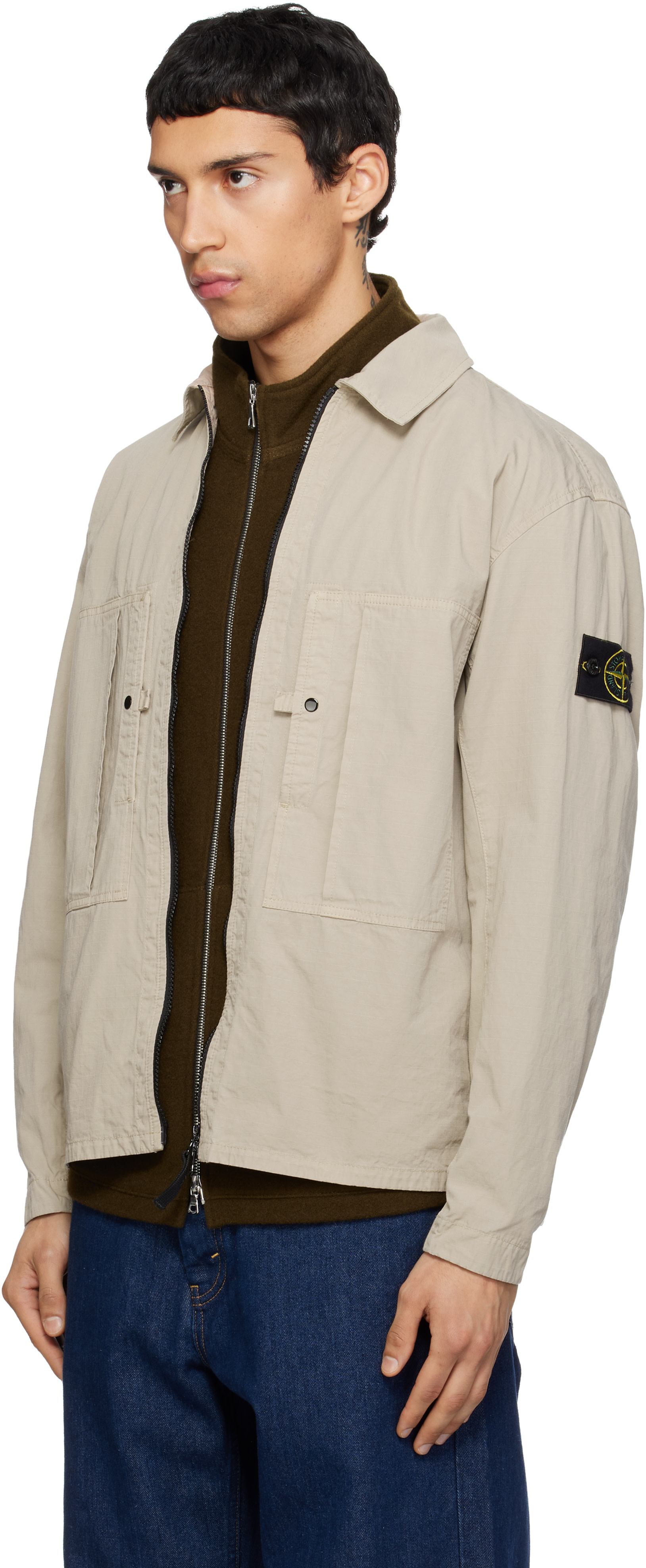 Stone Island: ベージュ 1200005 Mercerized Organic Cotton Ripstop 