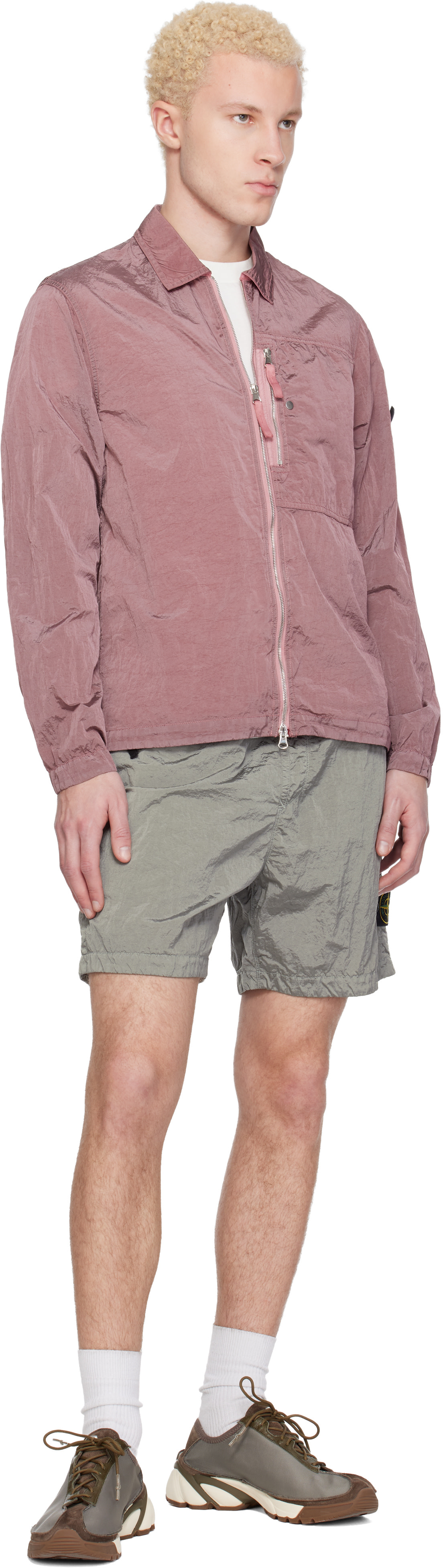 Stone Island: Pink 1200038 Nylon Metal ECONYL Jacket | SSENSE