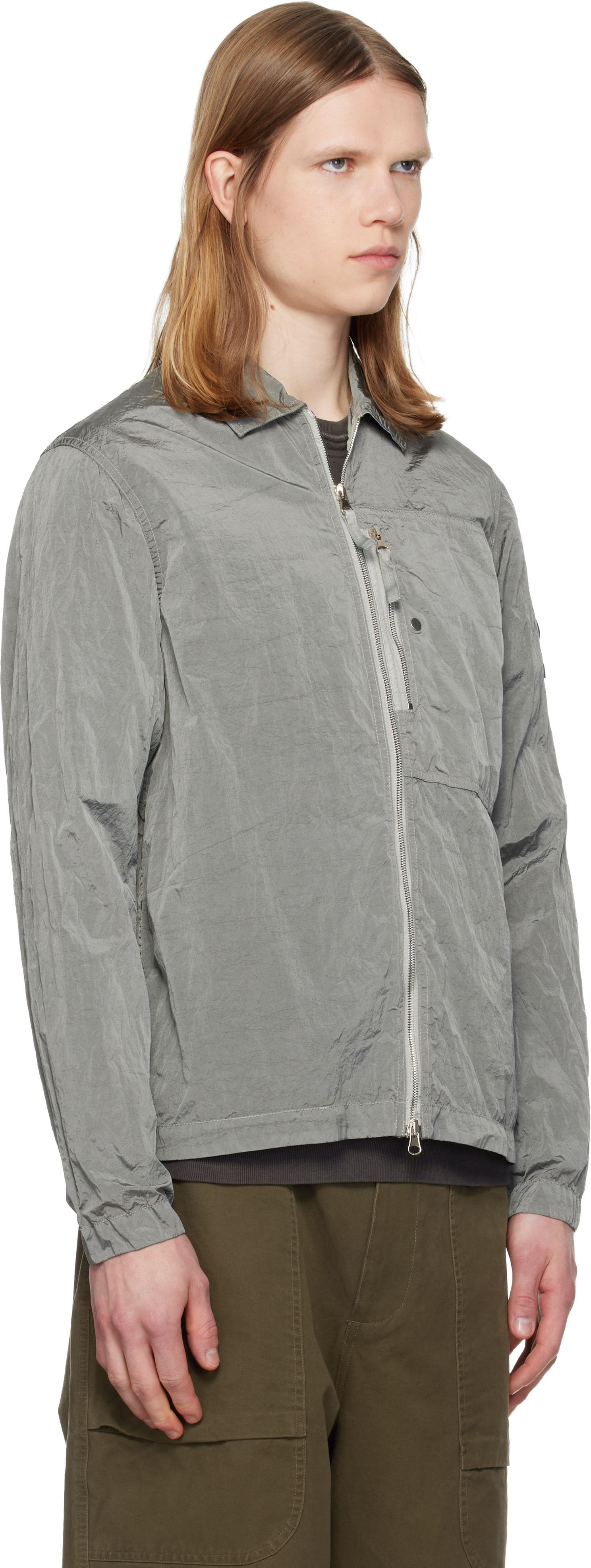 Stone Island: グレー 1200038 Nylon Metal ECONYL オーバーシャツ