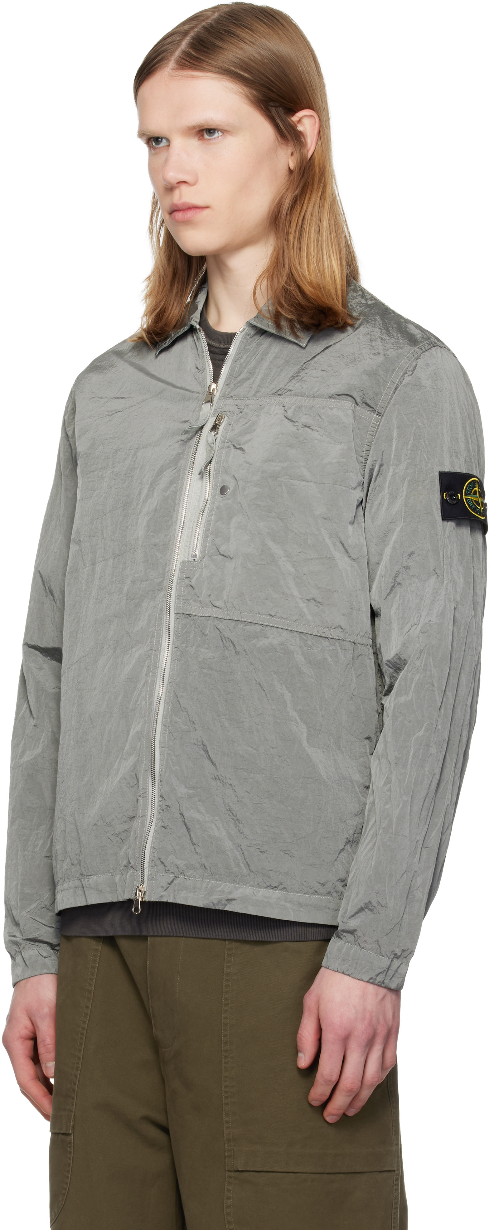 Stone Island: グレー 1200038 Nylon Metal ECONYL オーバーシャツ 