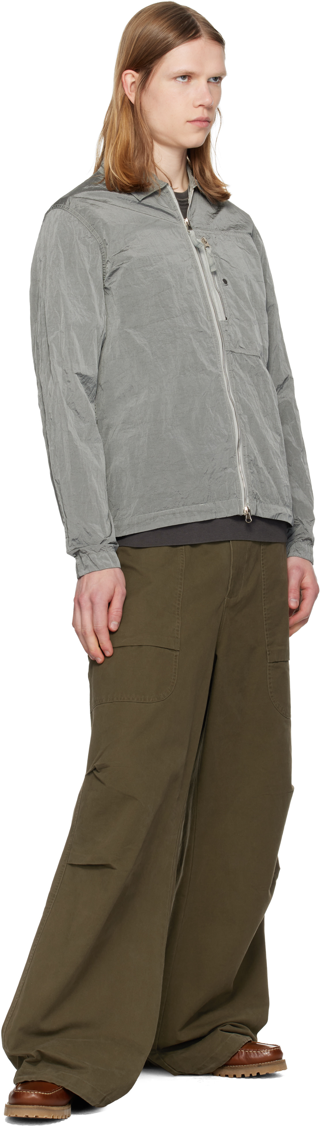 Stone Island: Gray 1200038 Nylon Metal ECONYL Overshirt | SSENSE