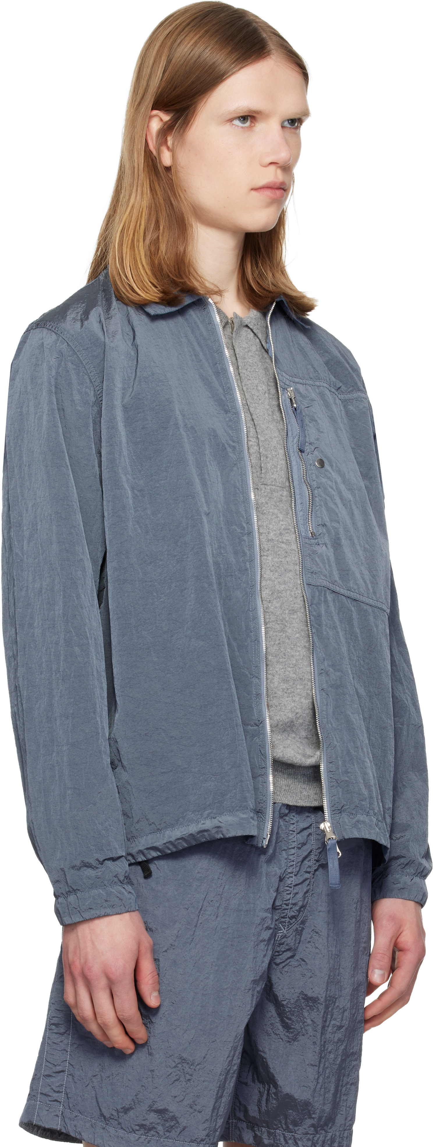 Stone Island: ブルー 1200038 Nylon Metal ECONYL オーバーシャツ