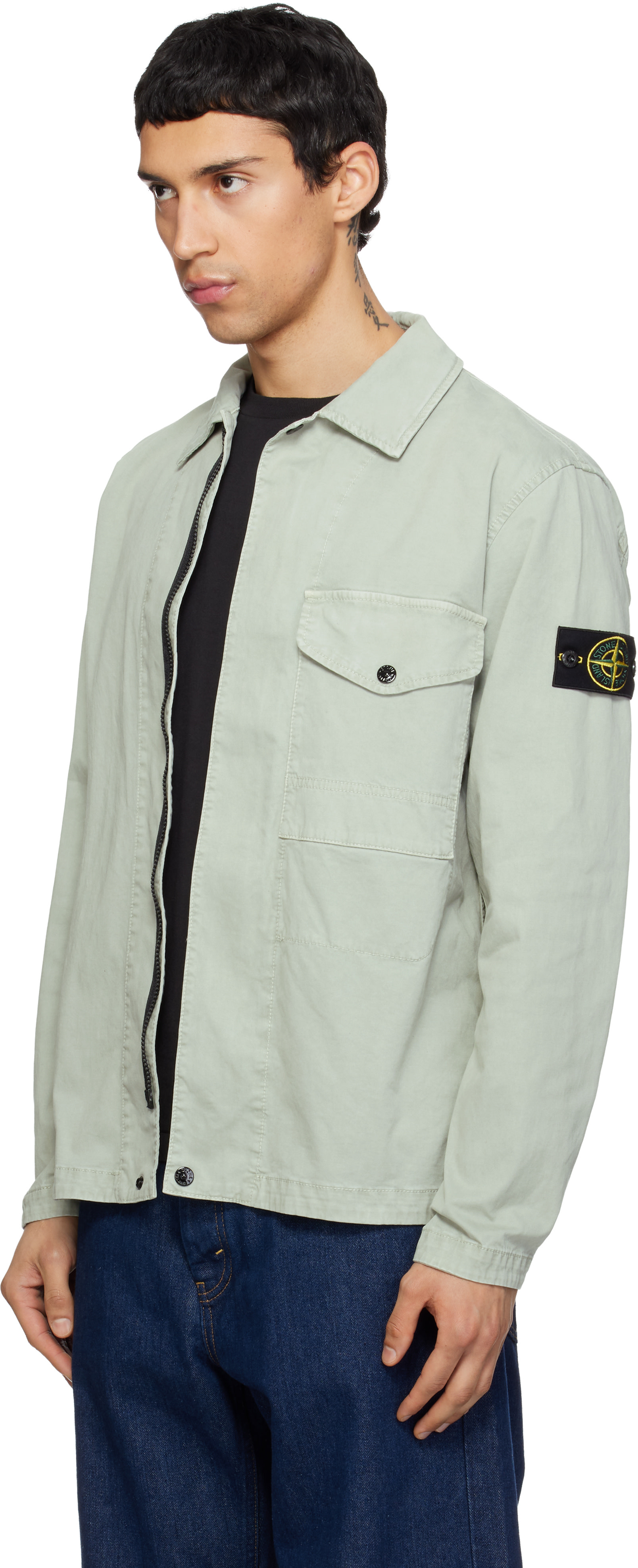 Stone Island: Green 1200001 Organic Cotton Stretch 'Old' Effect