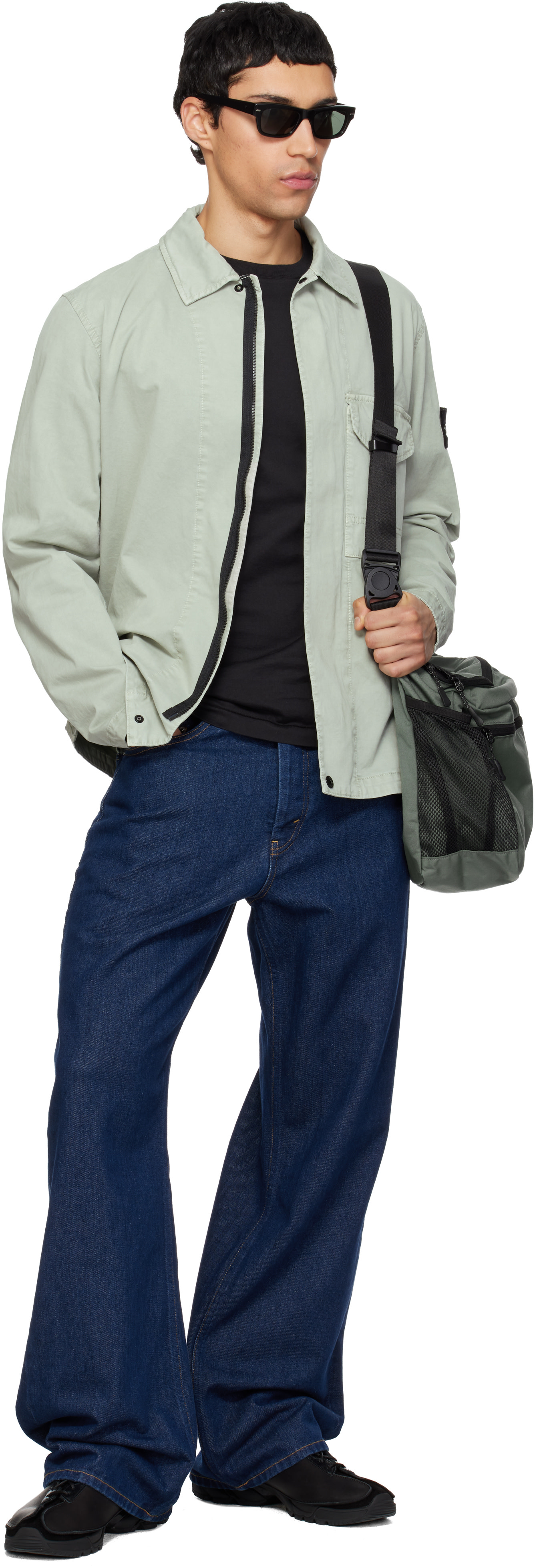 Stone Island: グリーン 1200001 Organic Cotton Stretch 'Old' Effect