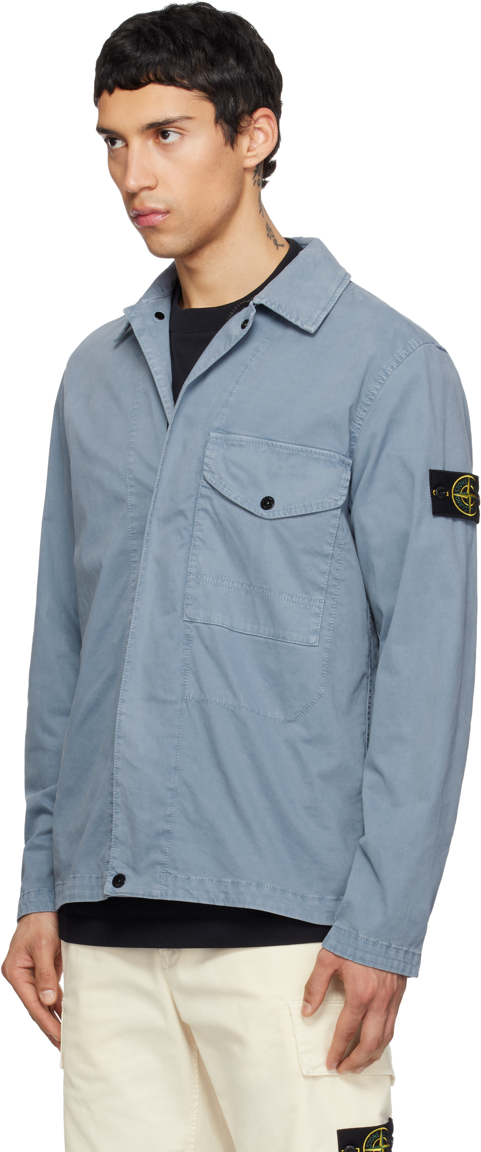 Stone Island: Blue 1200001 Organic Cotton Stretch 'Old' Effect