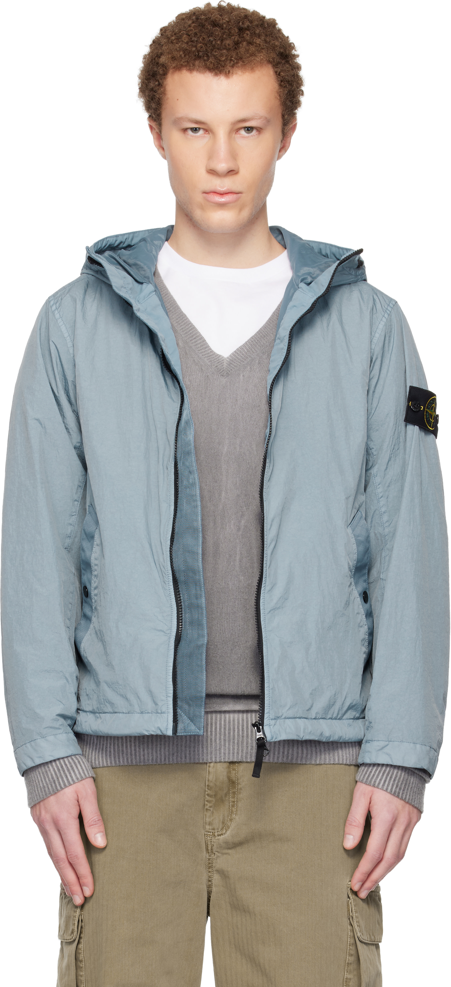 Stone Island: Blue 4100001 Crinkle Reps NY Jacket | SSENSE