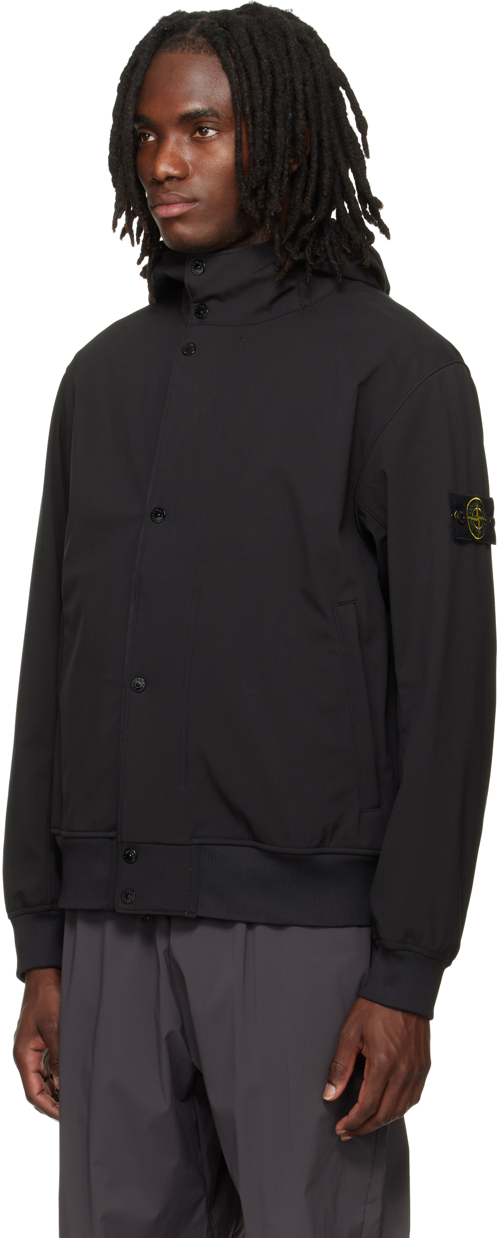 Stone Island - 블랙 4100118 라이트 소프트 쉘 R 재킷