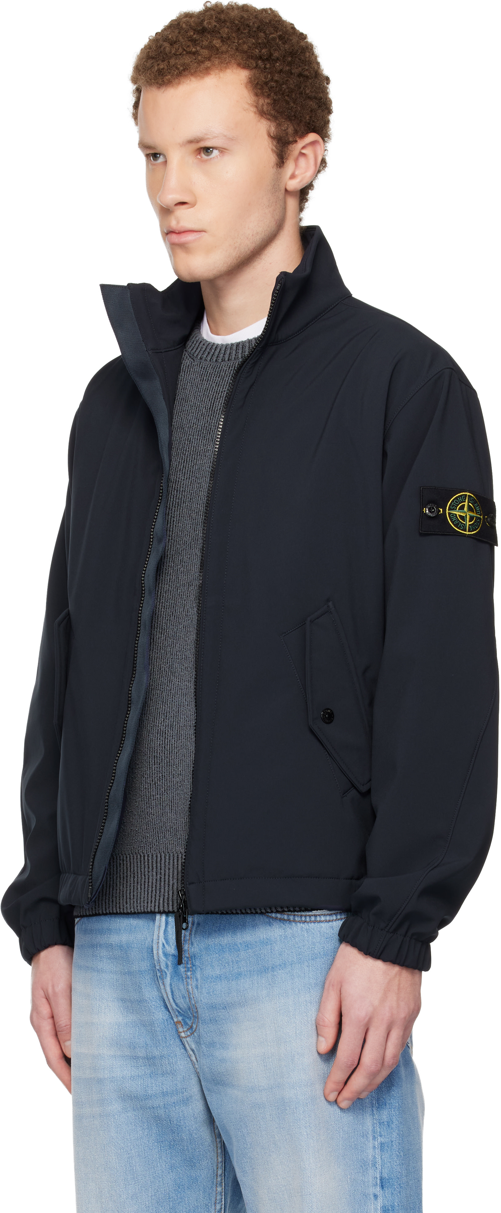 Stone Island - 네이비 4100022 라이트 소프트 쉘 R 재킷