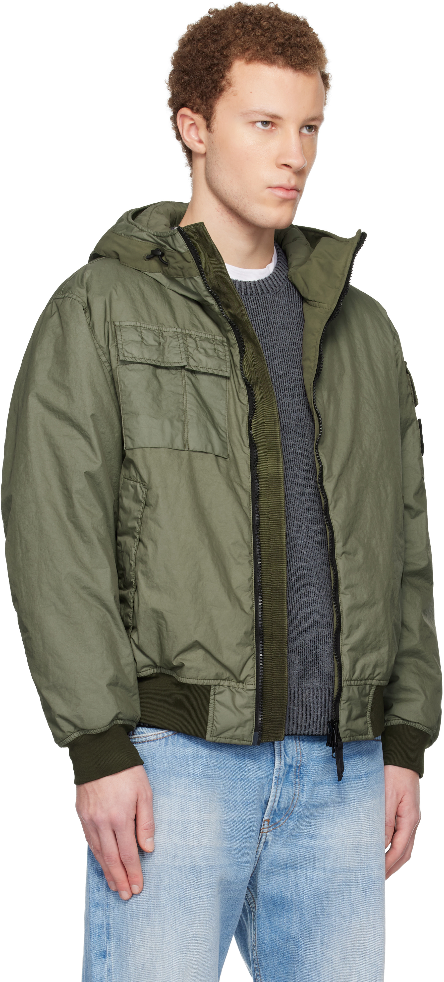 Stone Island: カーキ 4100005 Membrana 3L TC ジャケット | SSENSE 日本