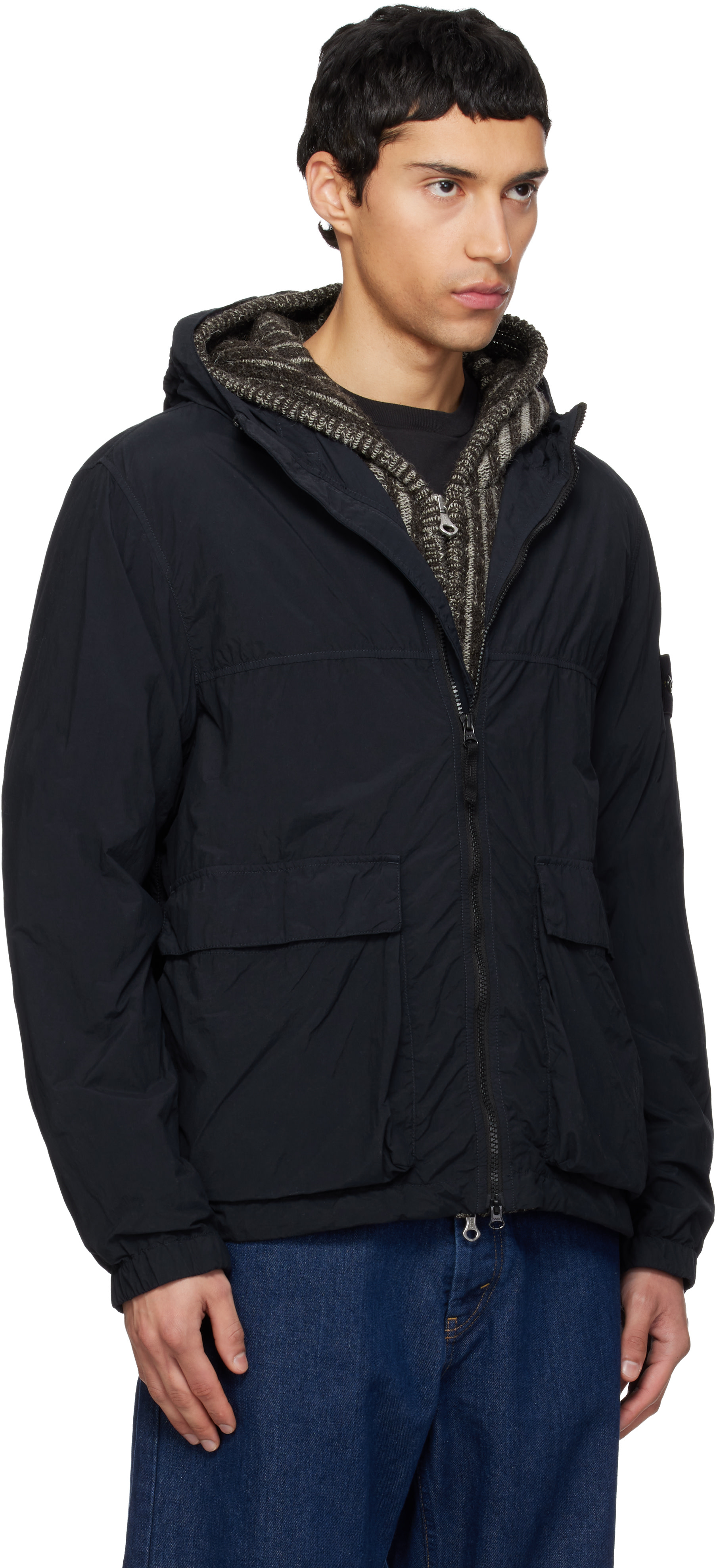 Stone Island: ネイビー 4100112 Smerigliato-TC ナイロン ジャケット 