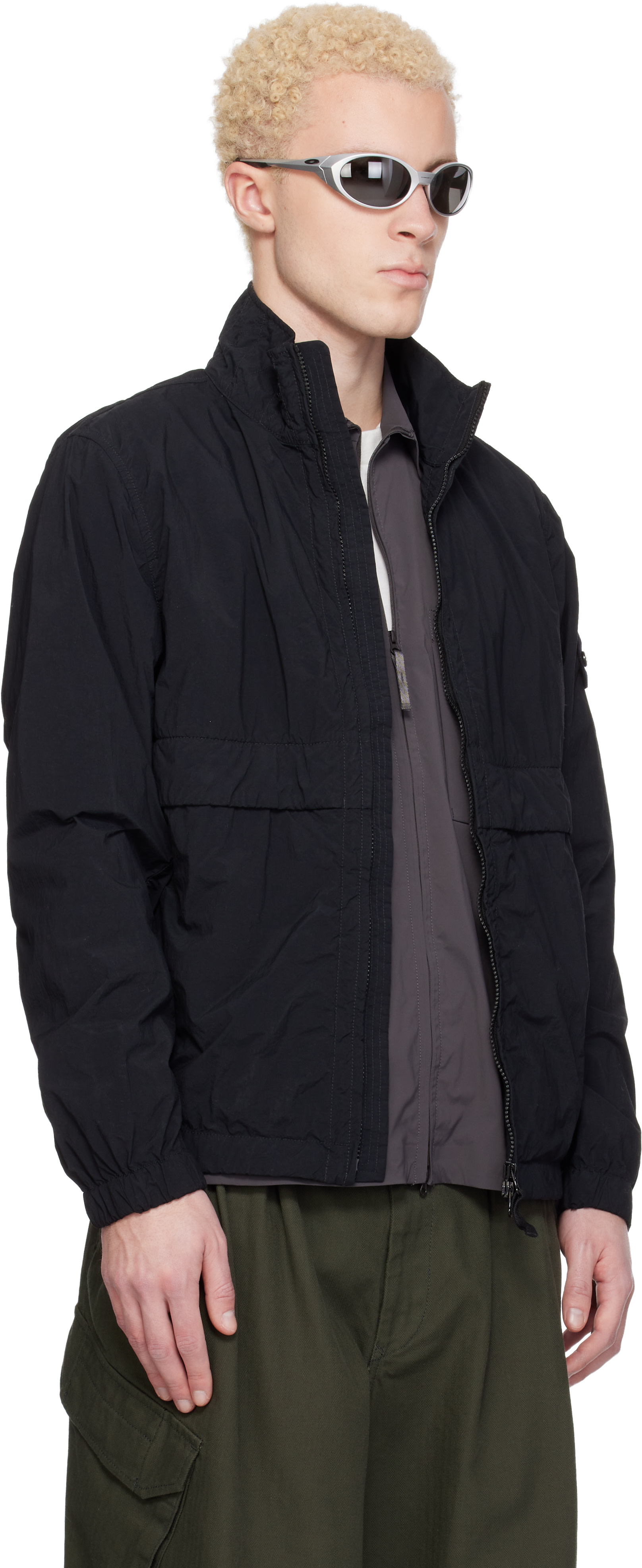 Stone Island: Black 4100056 Nylon Smerigliato-TC Jacket | SSENSE