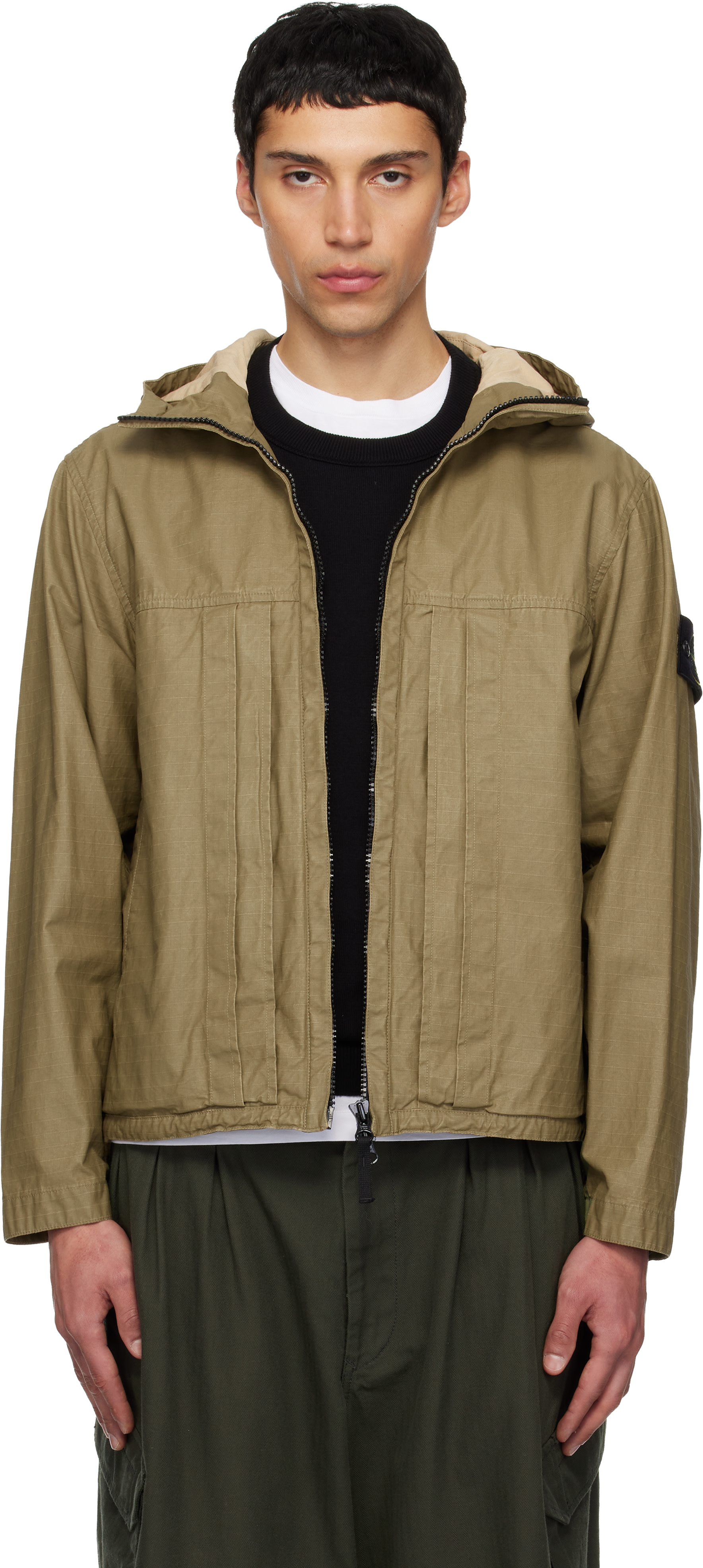 Stone Island: Khaki 4100012 Double-Coated Cotton Ripstop Jacket
