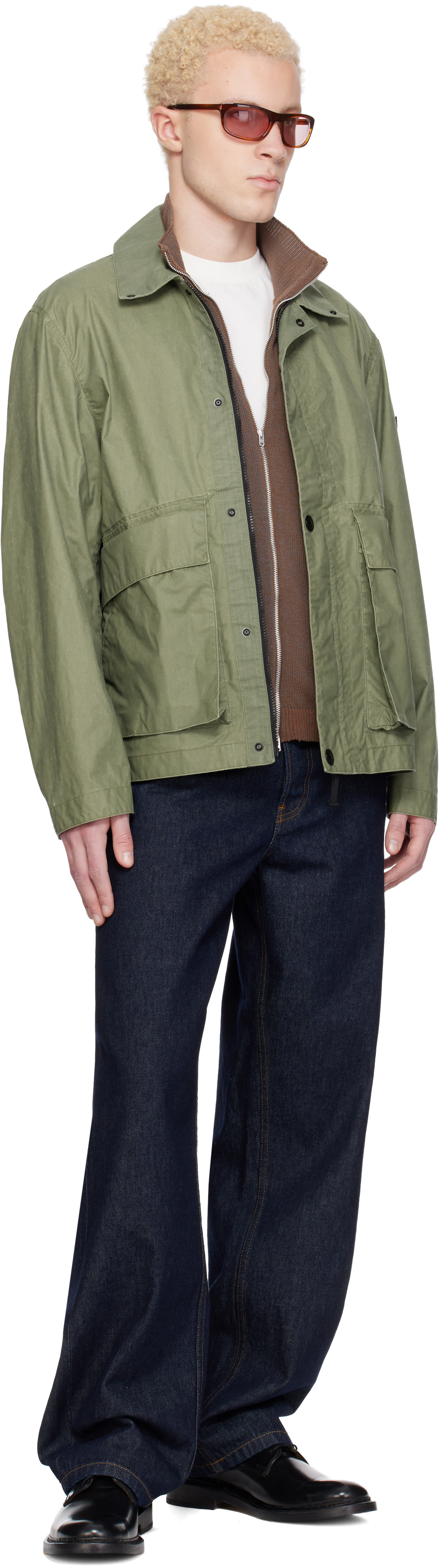 Stone Island: カーキ 4100054 Waxed Pigment Cotton Tela ジャケット