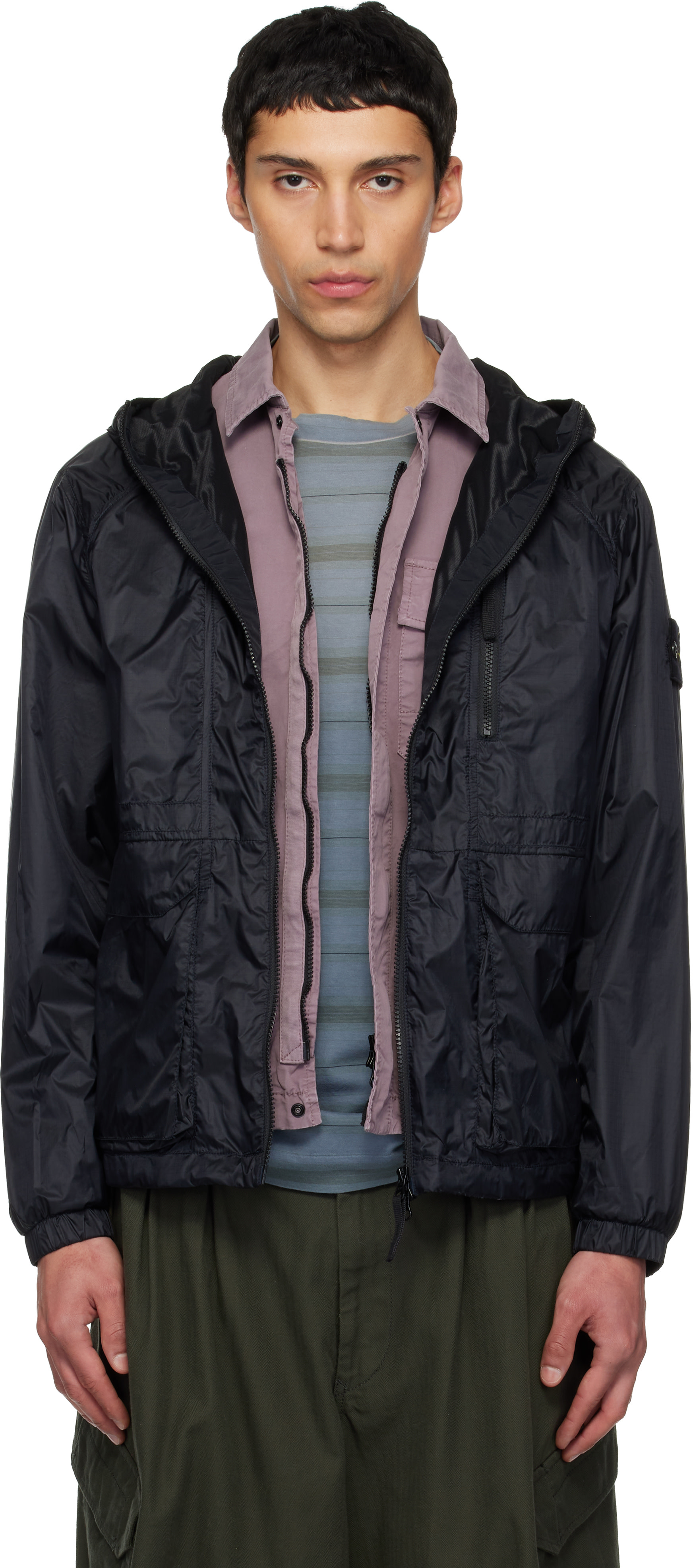Stone Island: Navy 4100057 Light Ripstop Cordura® Jacket | SSENSE
