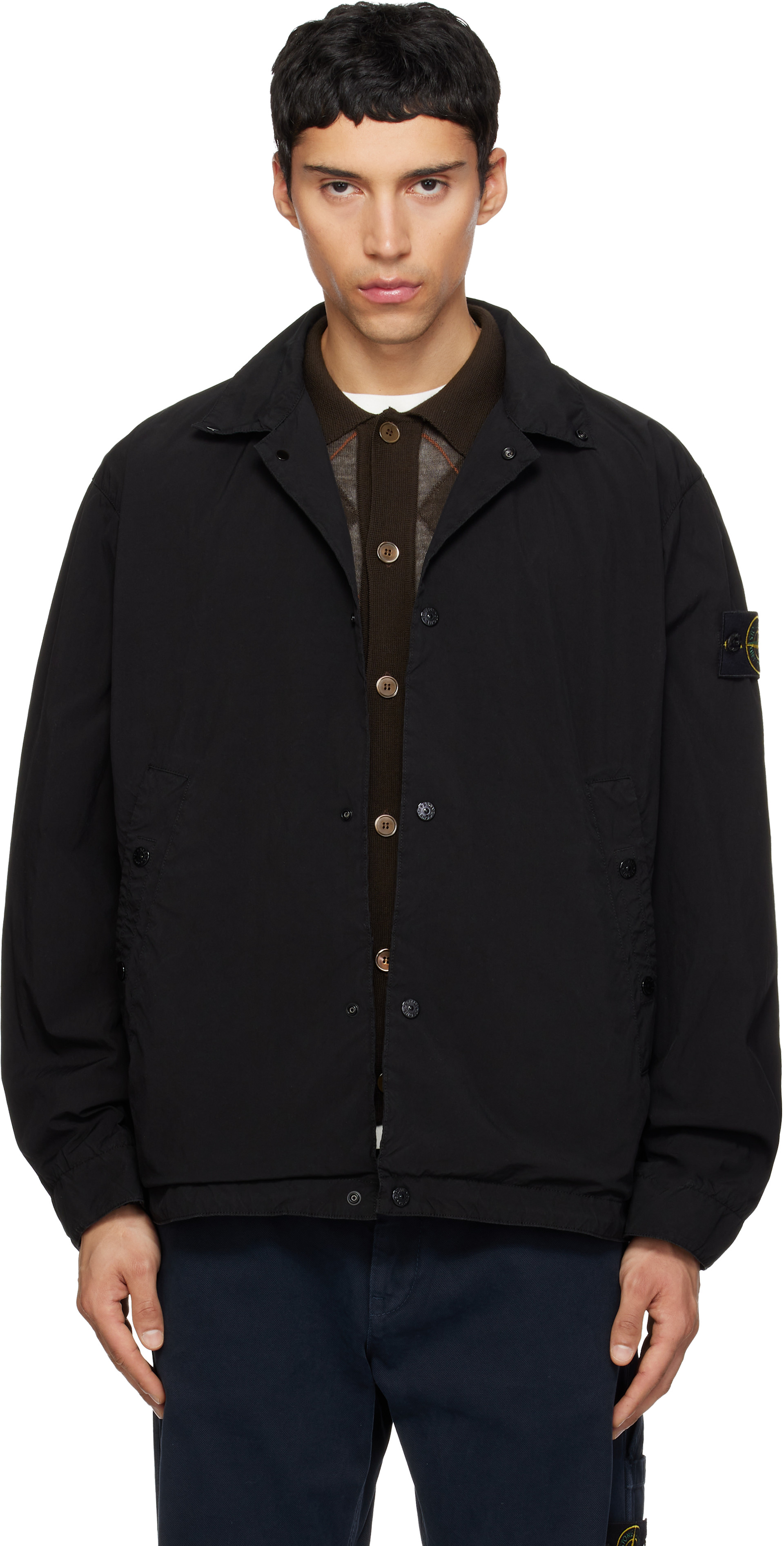 Stone Island - 블랙 4100041 라이트 컴팩트 터치 폴리 TC 재킷