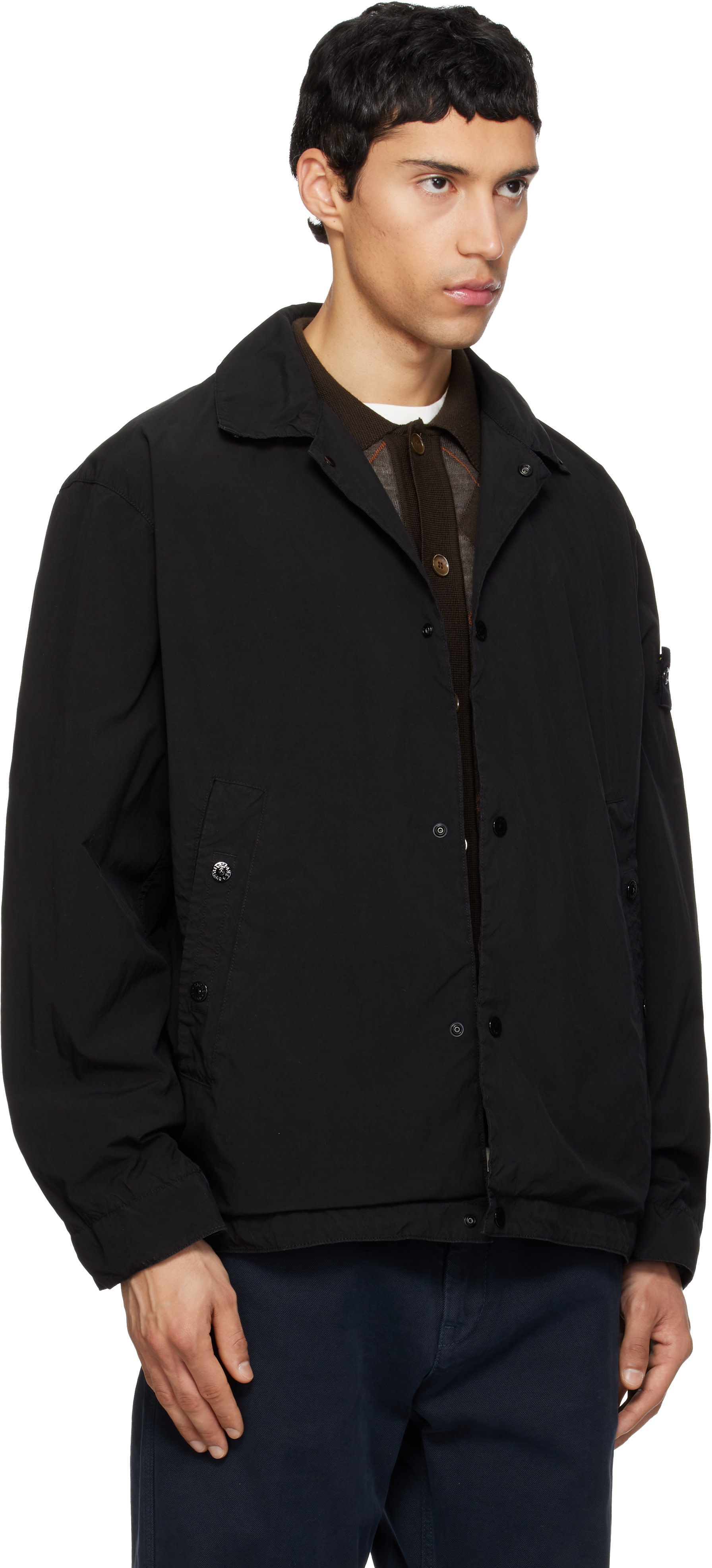 Stone Island - 블랙 4100041 라이트 컴팩트 터치 폴리 TC 재킷